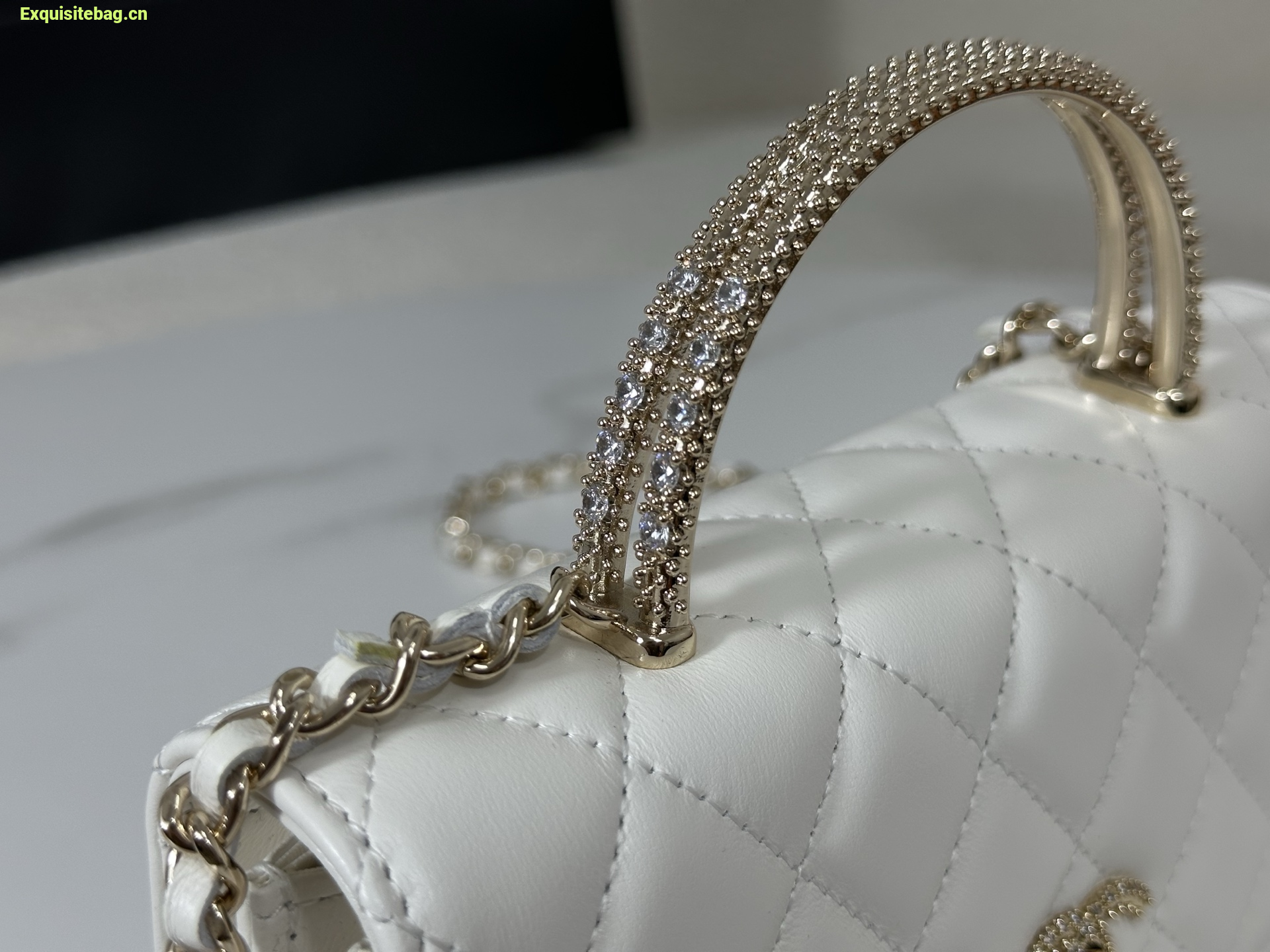 Chanel Lambskin Quilted Pick Me Up Wallet On Chain WOC White
