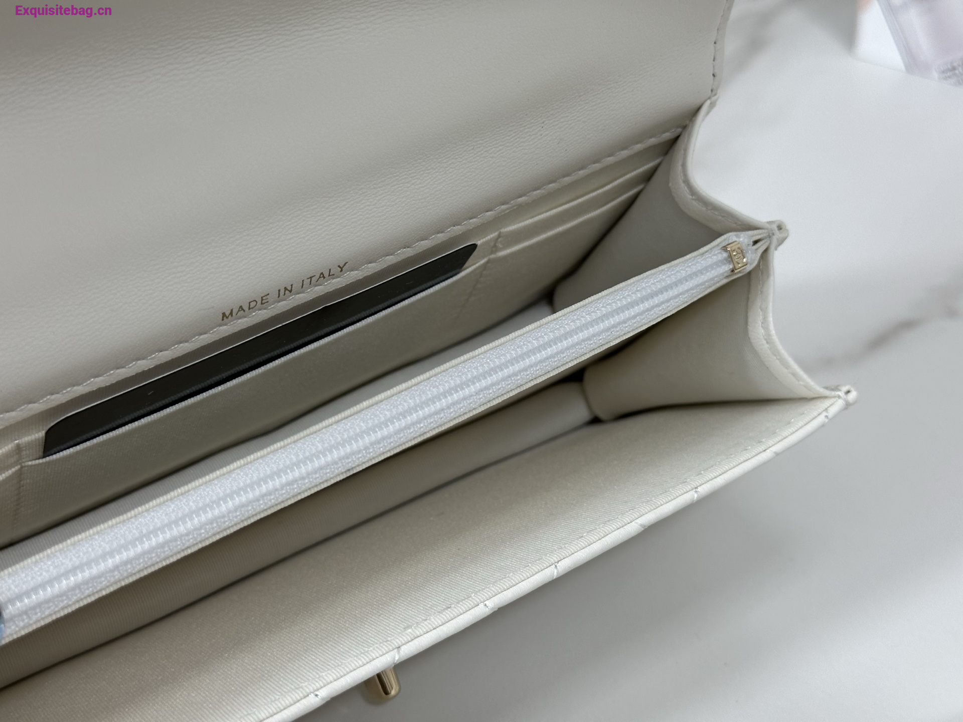 Chanel Lambskin Quilted Pick Me Up Wallet On Chain WOC White