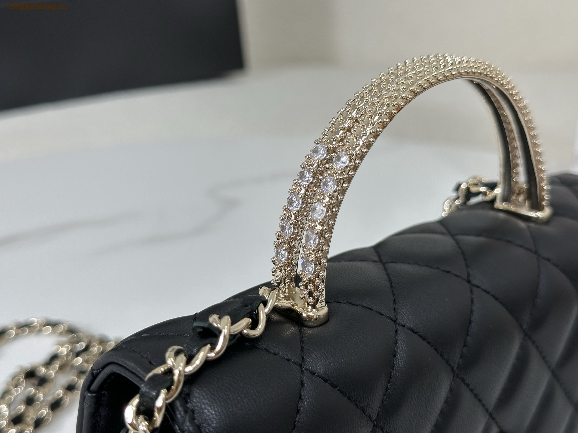 Chanel Lambskin Quilted Pick Me Up Wallet On Chain WOC Black