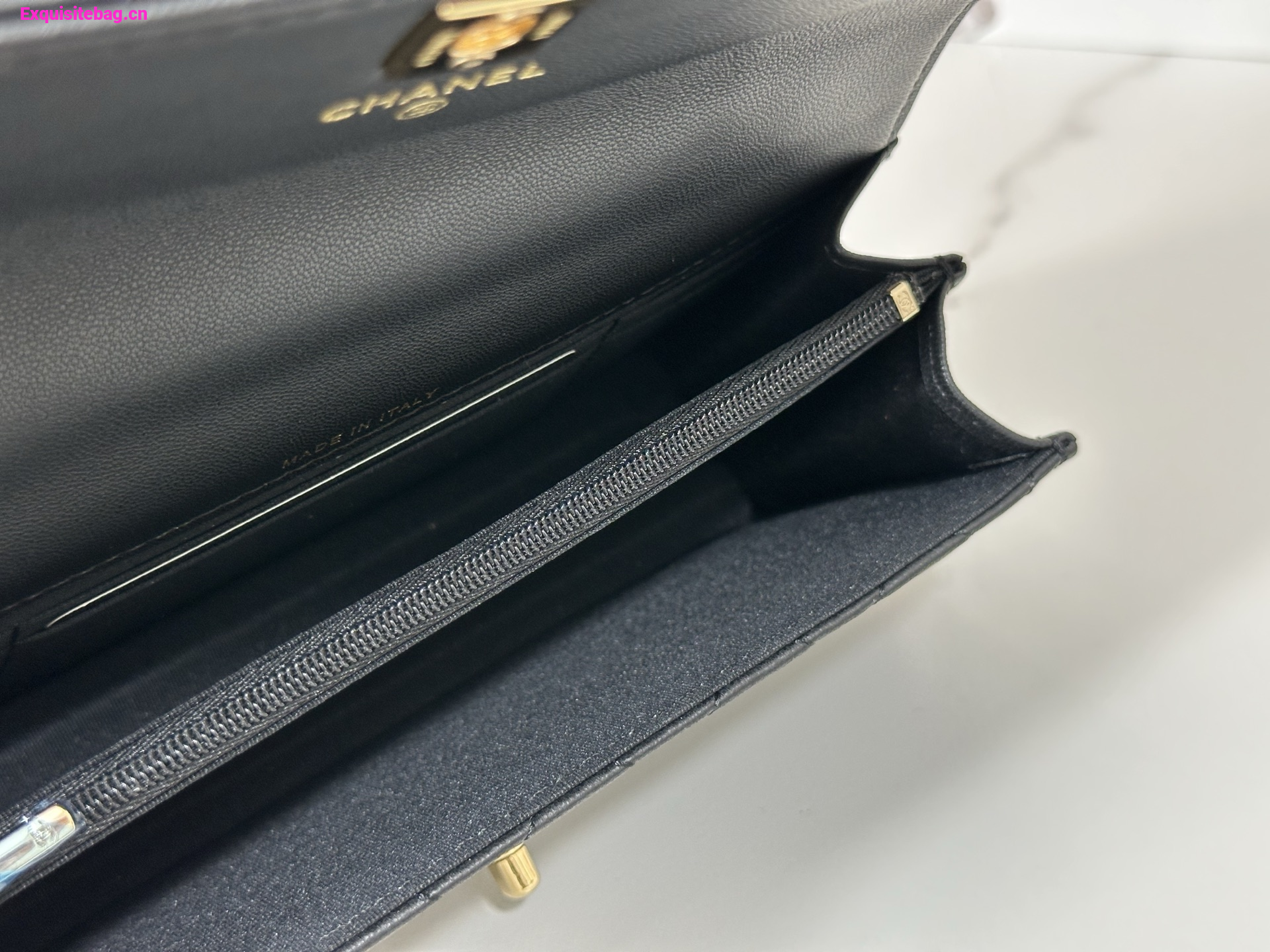 Chanel Lambskin Quilted Pick Me Up Wallet On Chain WOC Black