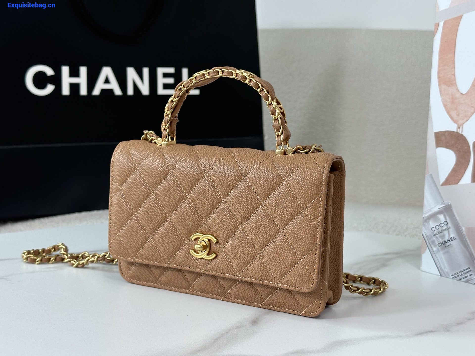 Chanel Caviar Quilted Wallet On Chain WOC Beige