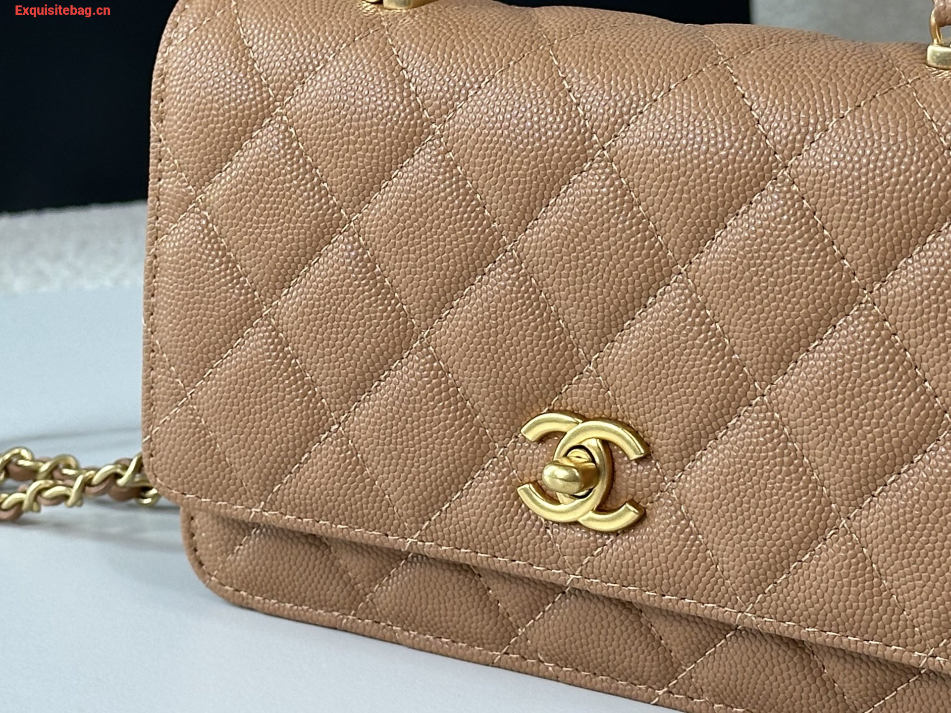 Chanel Caviar Quilted Wallet On Chain WOC Beige