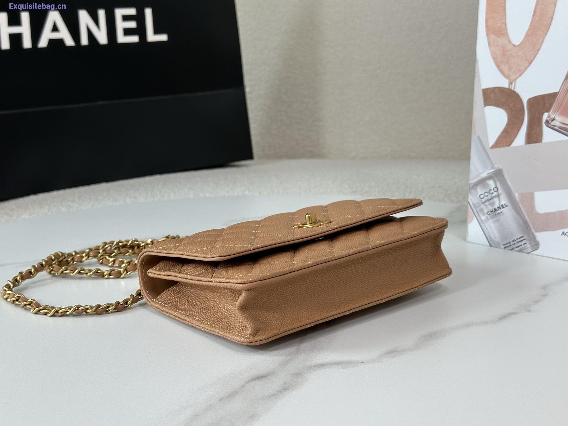 Chanel Caviar Quilted Wallet On Chain WOC Beige