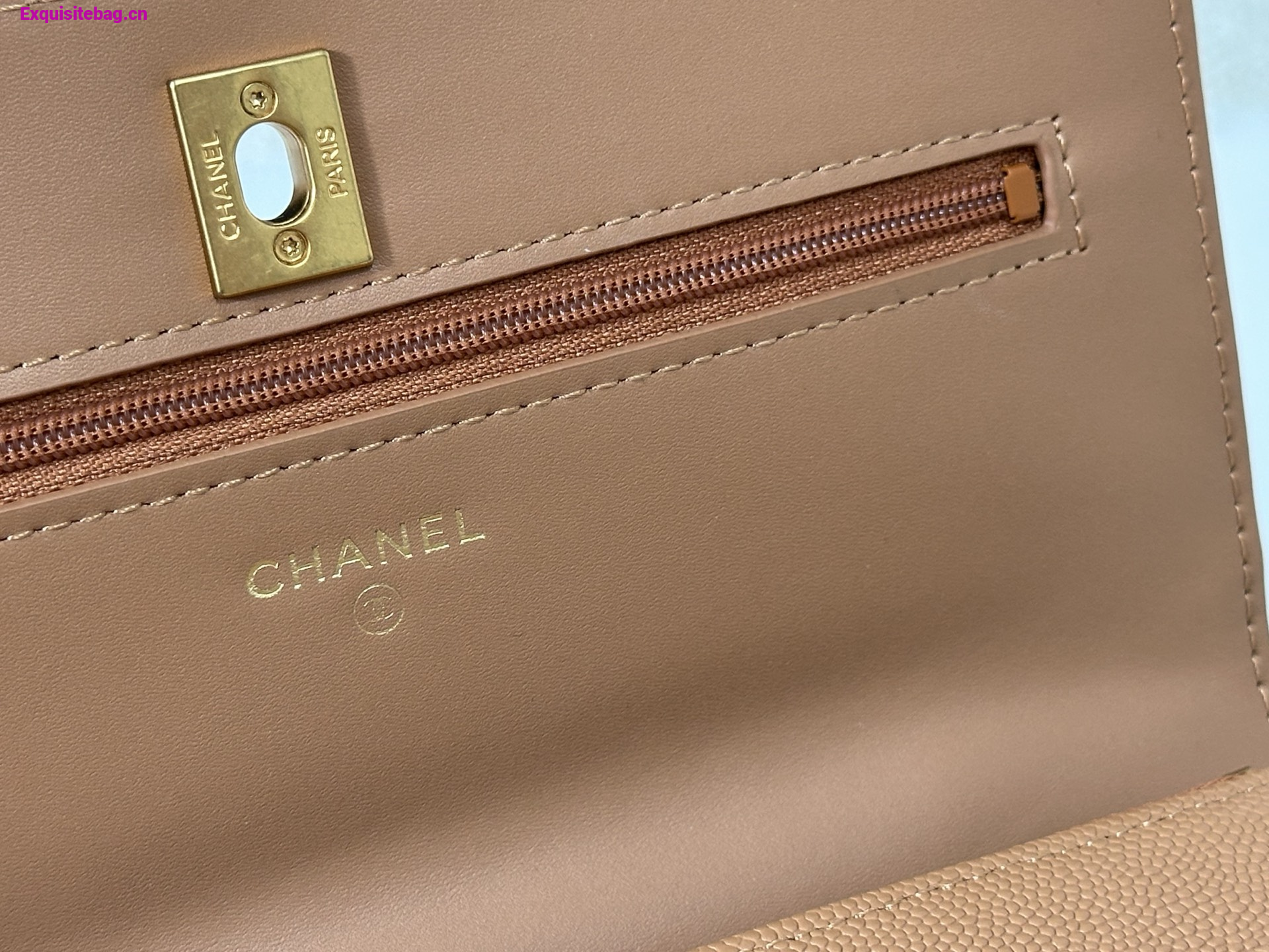 Chanel Caviar Quilted Wallet On Chain WOC Beige