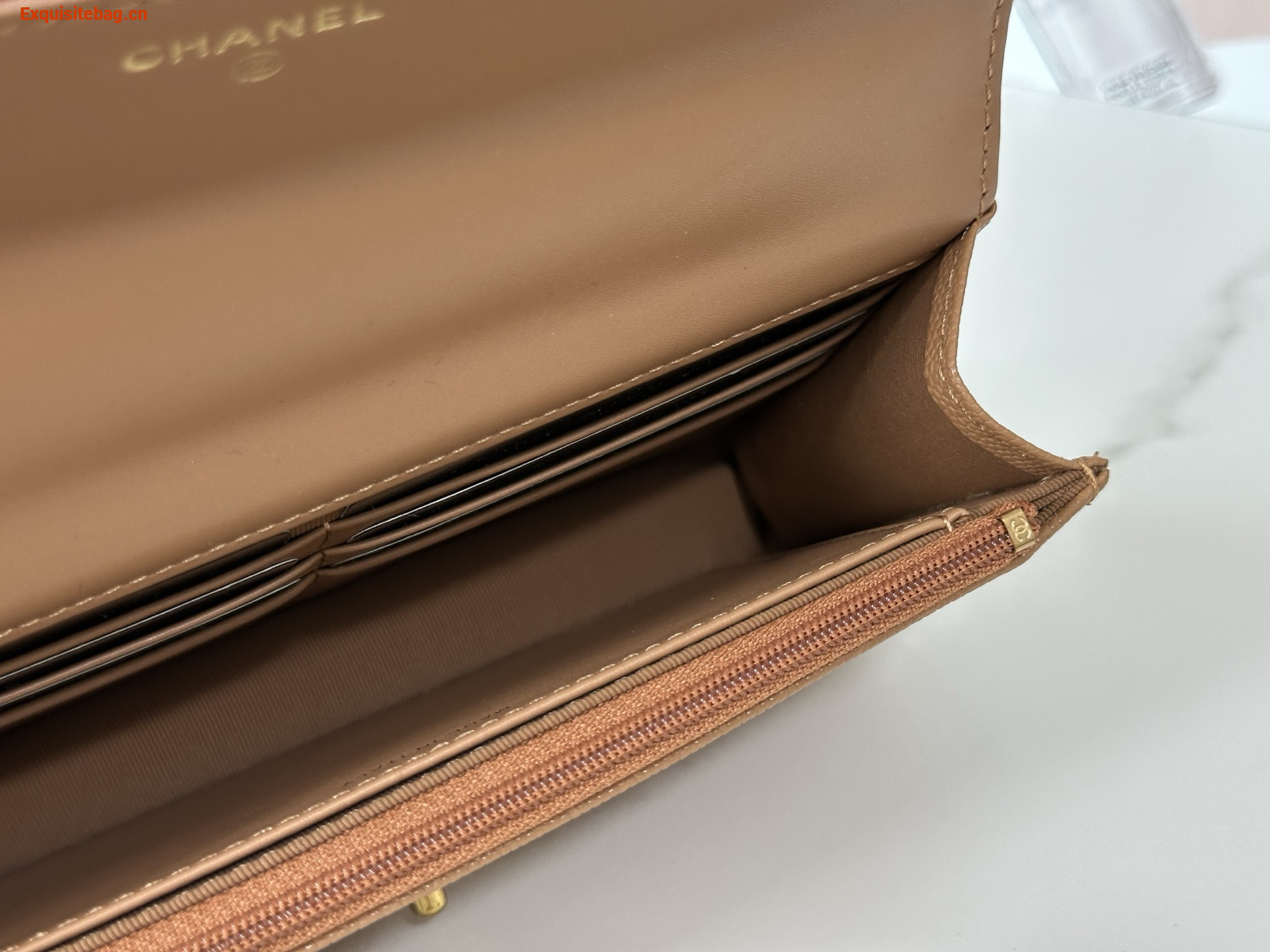 Chanel Caviar Quilted Wallet On Chain WOC Beige