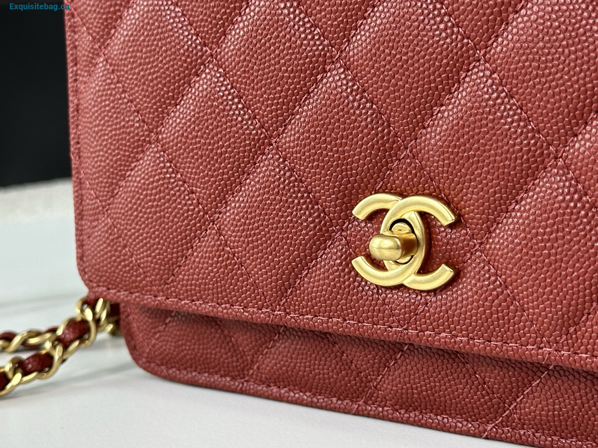 Chanel Caviar Quilted Wallet On Chain WOC Burgundy