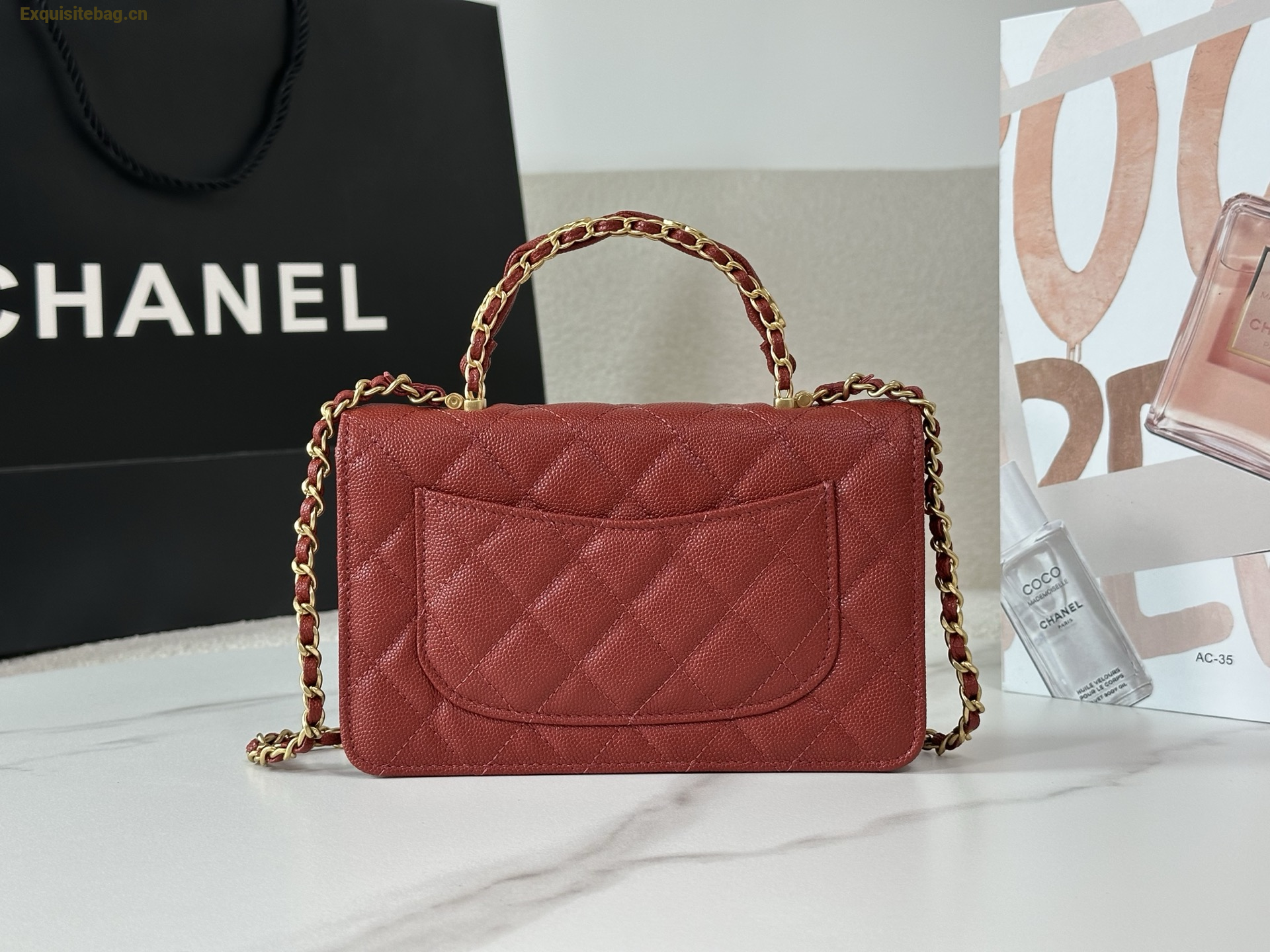 Chanel Caviar Quilted Wallet On Chain WOC Burgundy