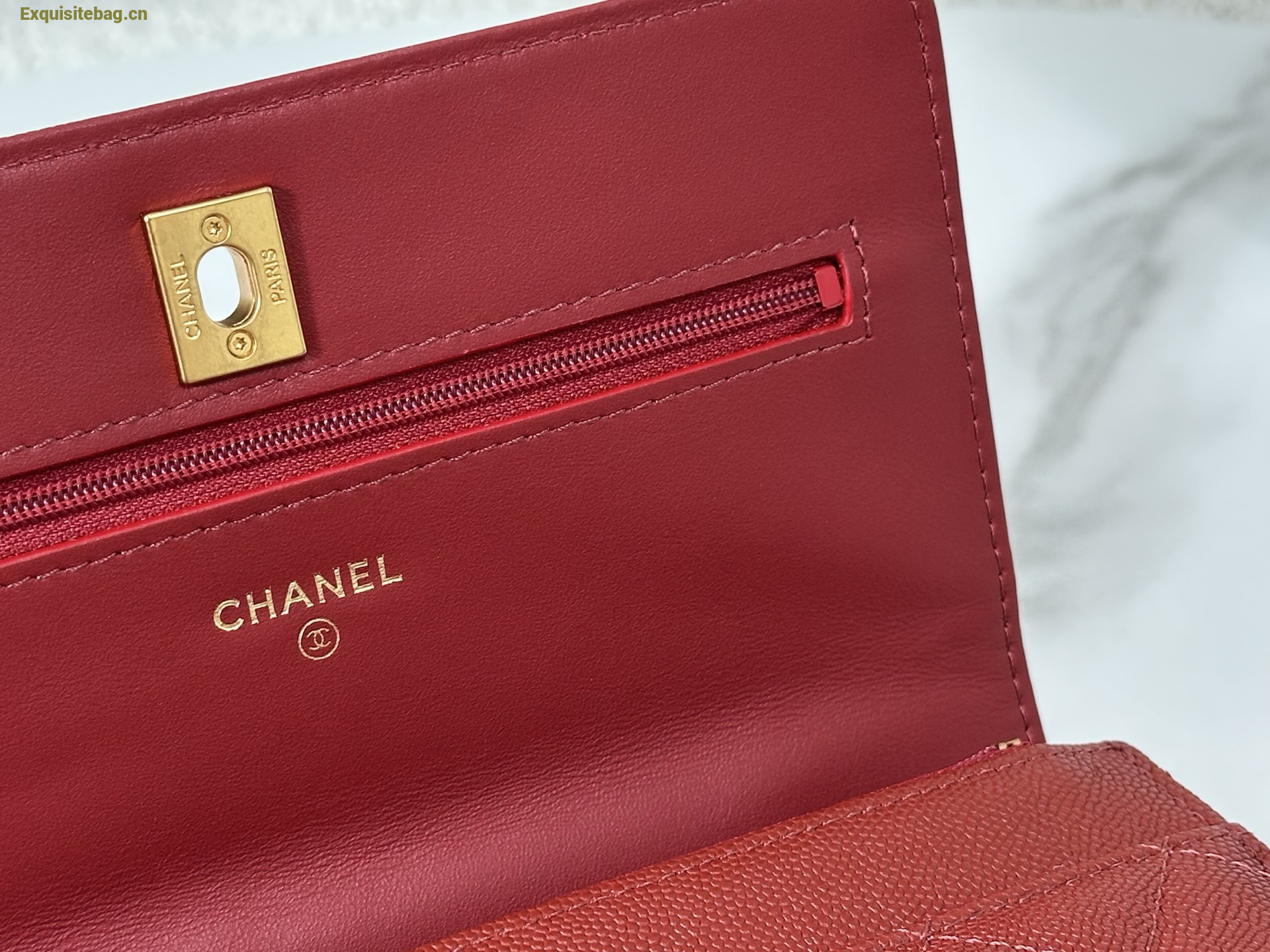 Chanel Caviar Quilted Wallet On Chain WOC Burgundy
