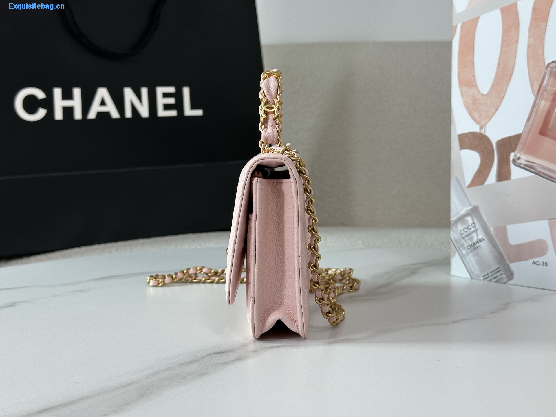 Chanel Caviar Quilted Wallet On Chain WOC Pink