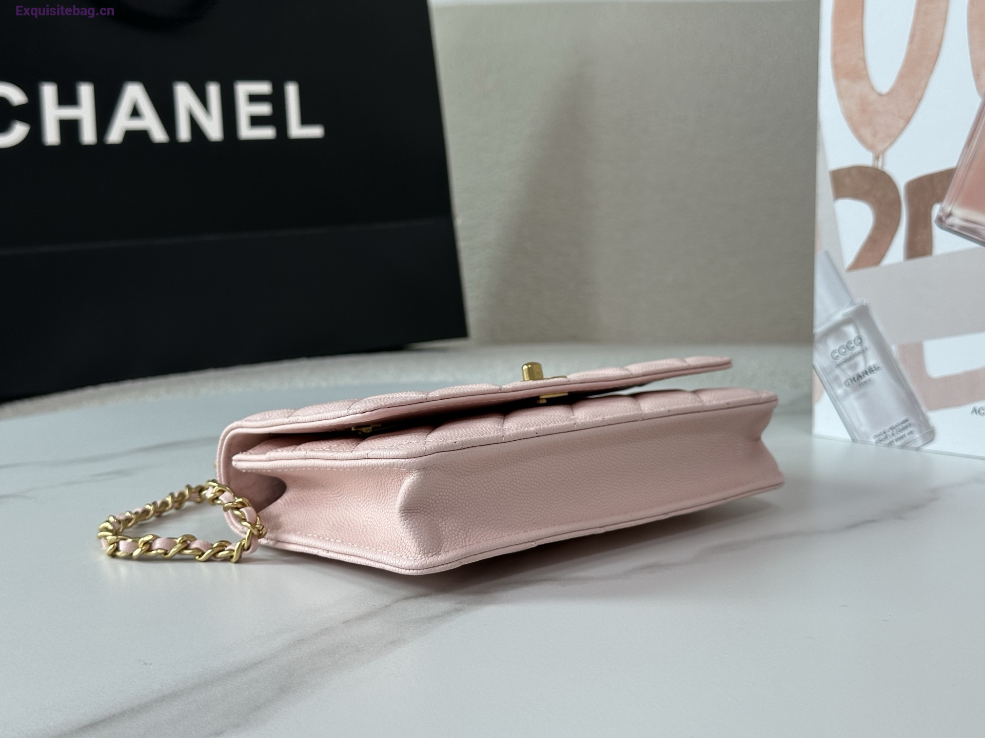 Chanel Caviar Quilted Wallet On Chain WOC Pink