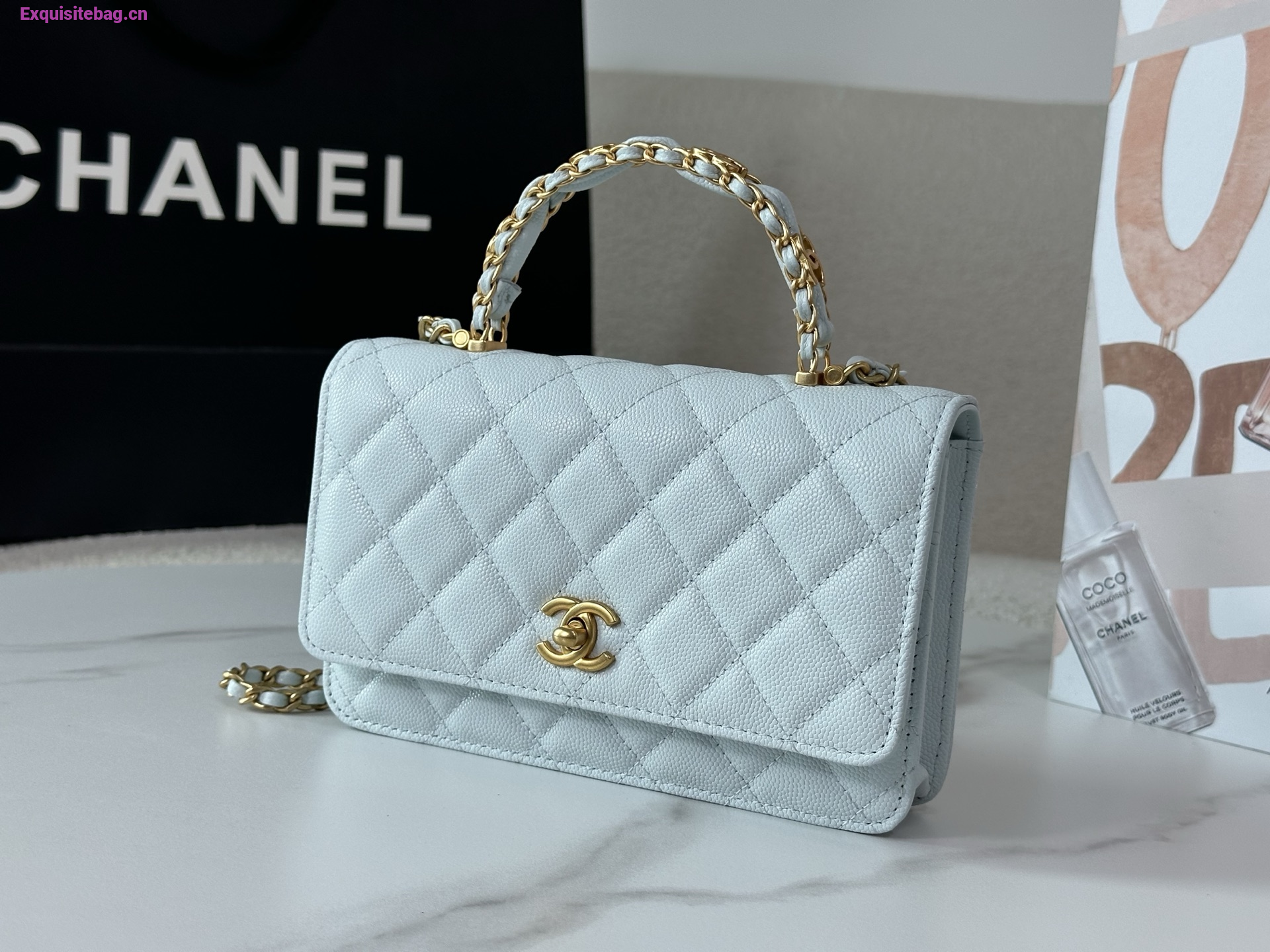 Chanel Caviar Quilted Wallet On Chain WOC White