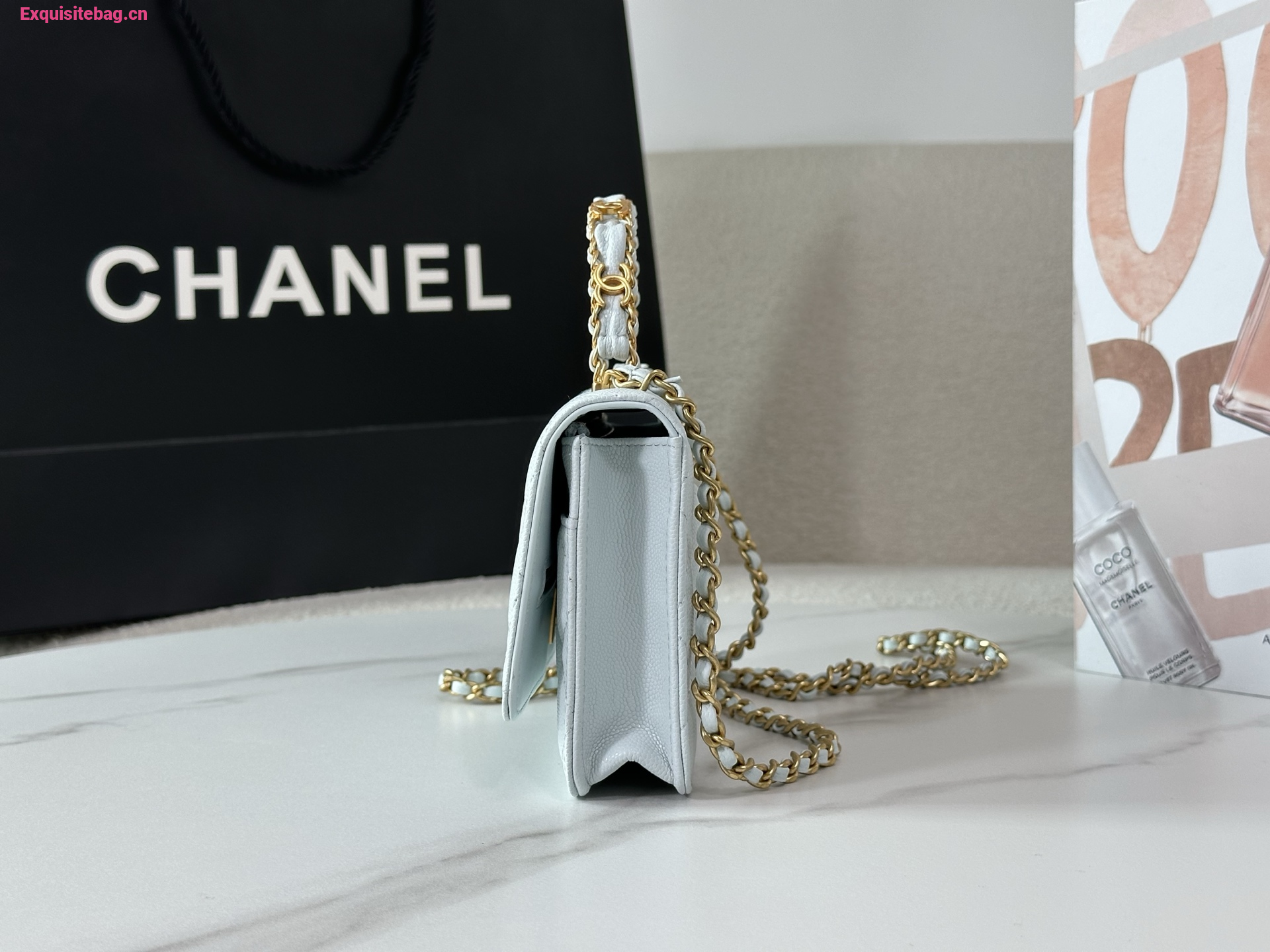 Chanel Caviar Quilted Wallet On Chain WOC White