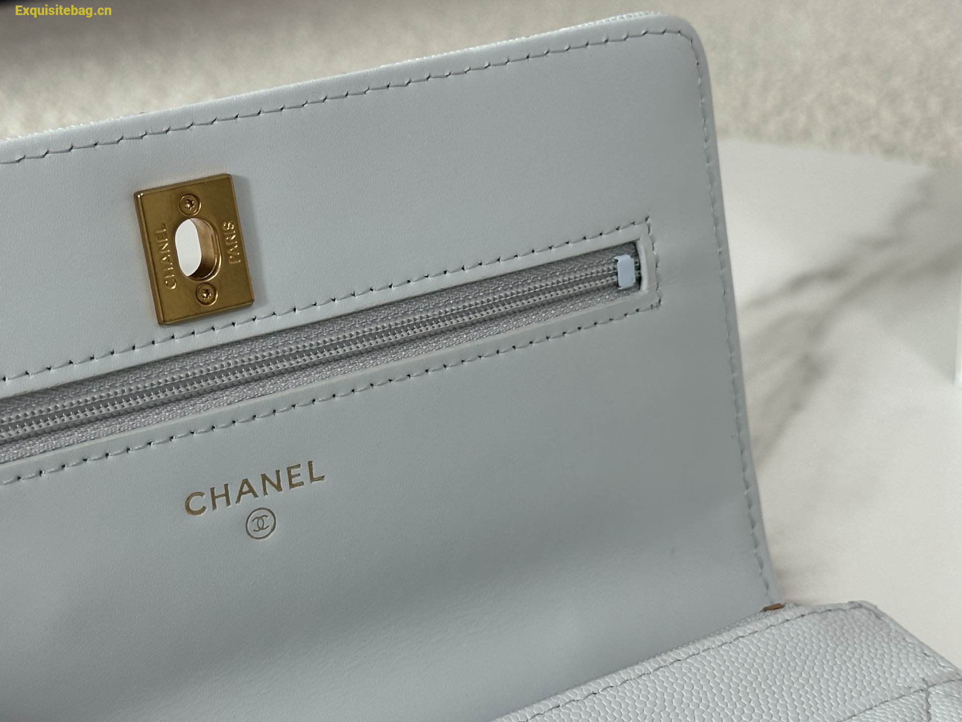 Chanel Caviar Quilted Wallet On Chain WOC White