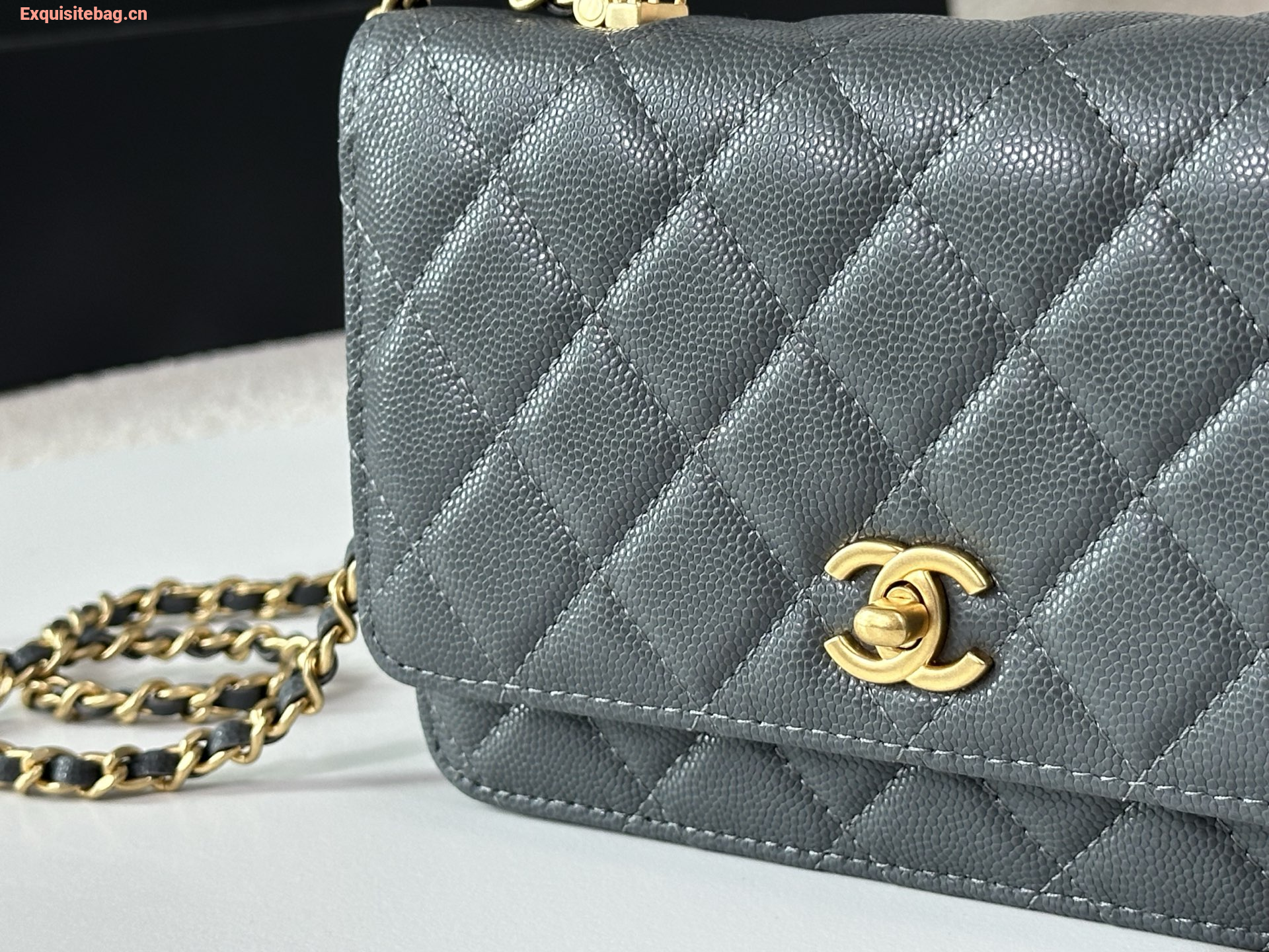 Chanel Caviar Quilted Wallet On Chain WOC Grey