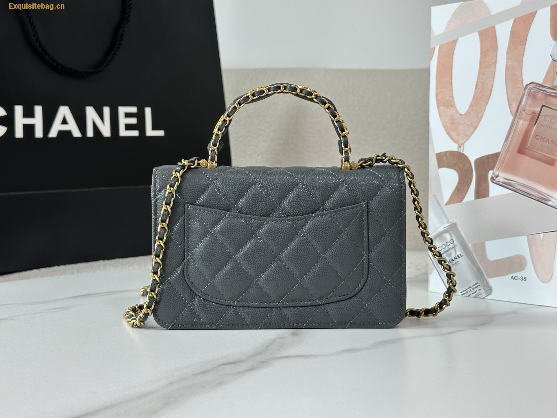 Chanel Caviar Quilted Wallet On Chain WOC Grey