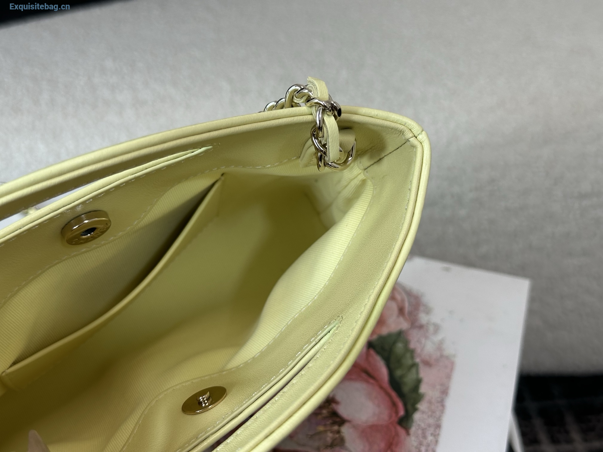 Chanel Yellow quilted leather mini tote bag with chain shoulder strap