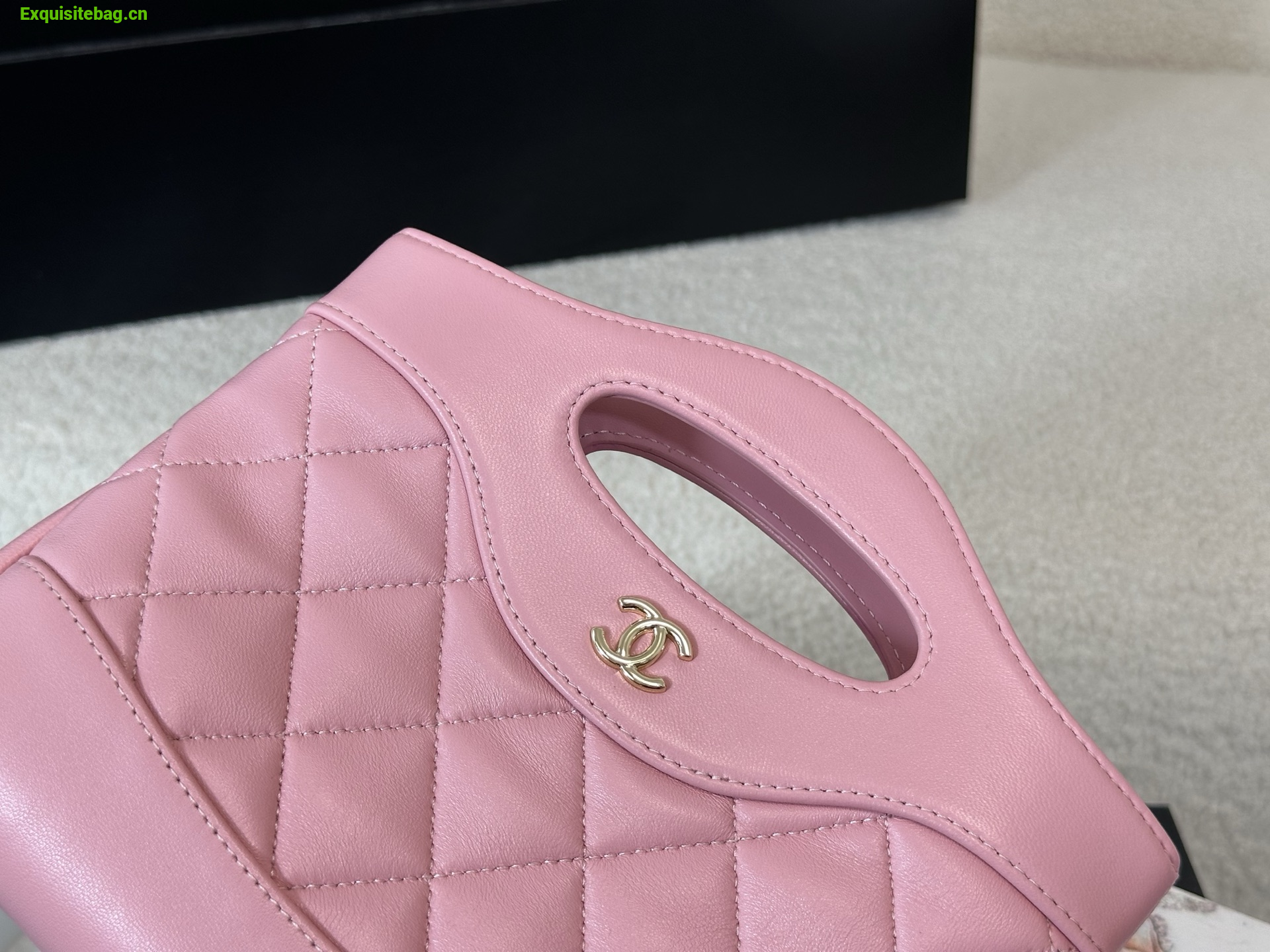 Chanel Pink quilted leather mini tote bag with chain shoulder strap