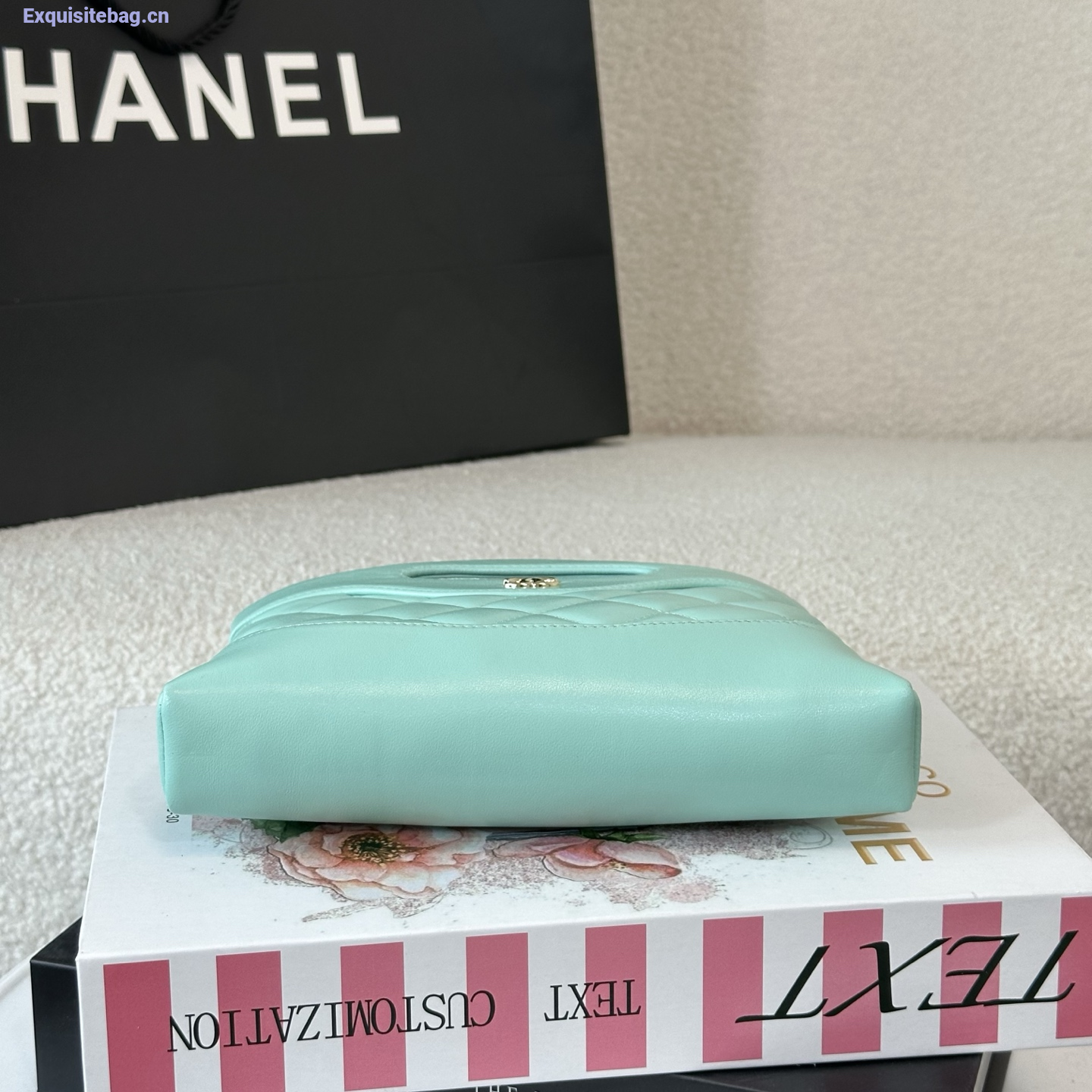 Chanel Green quilted leather mini tote bag with chain shoulder strap