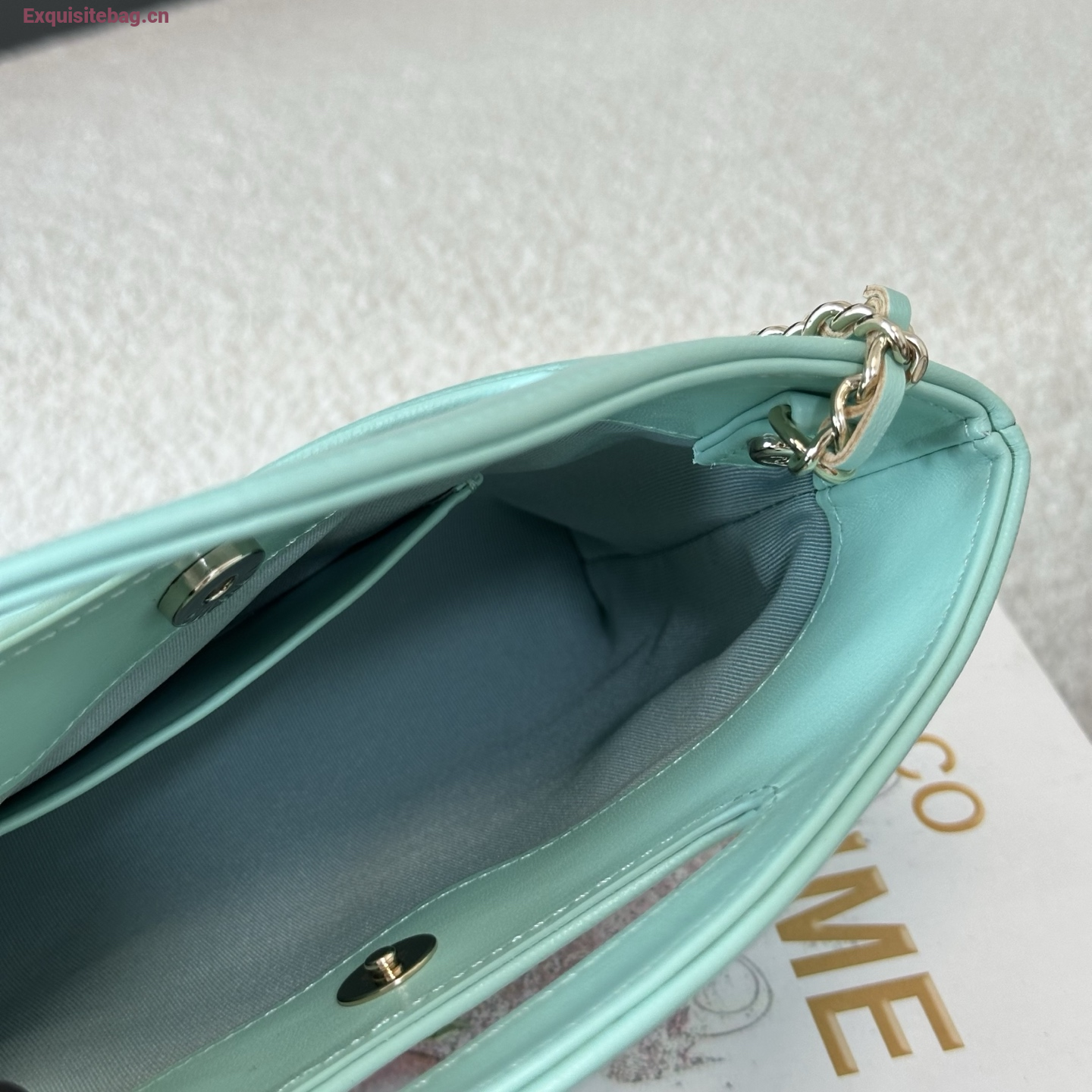 Chanel Green quilted leather mini tote bag with chain shoulder strap