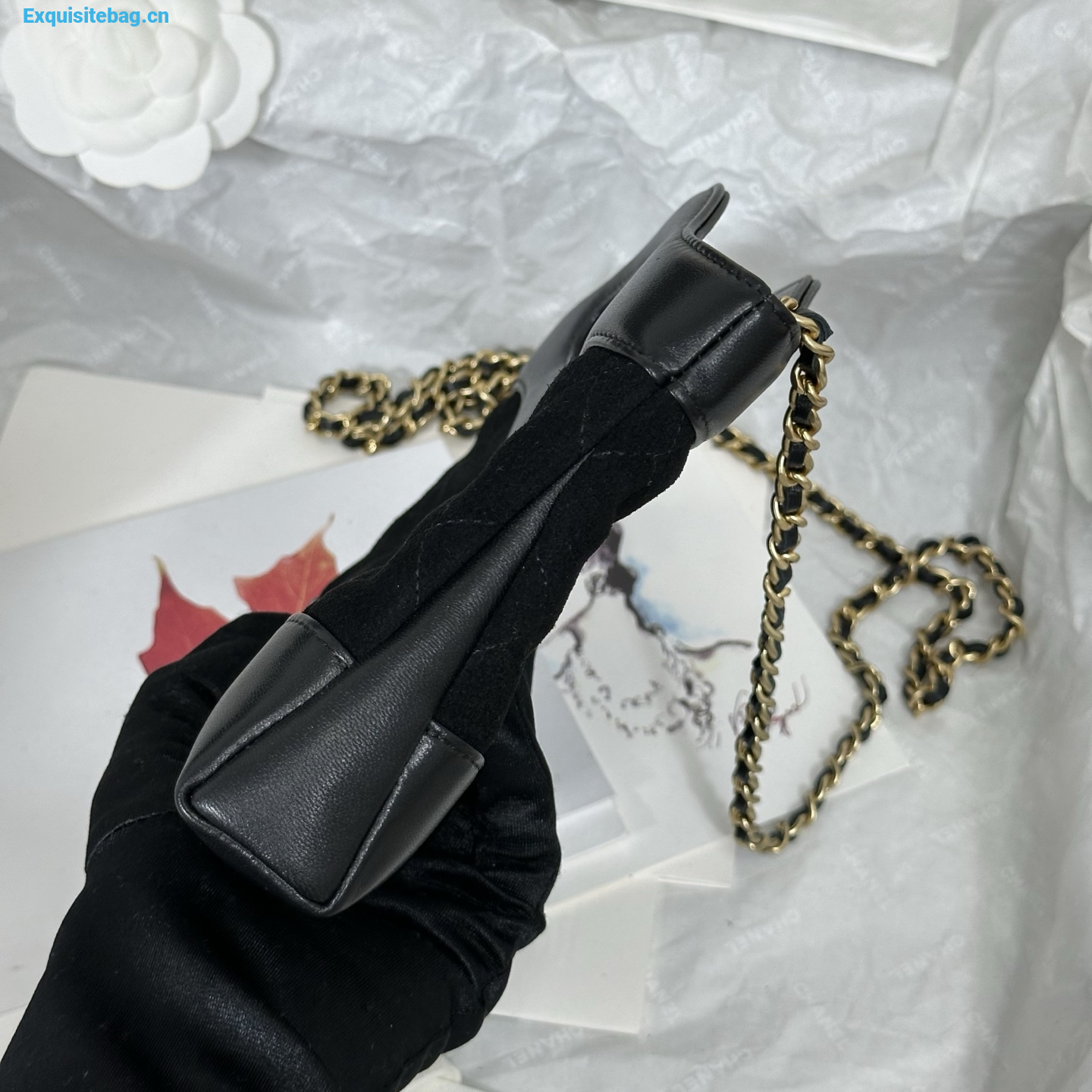 Chanel Black quilted leather mini tote bag with chain shoulder strap