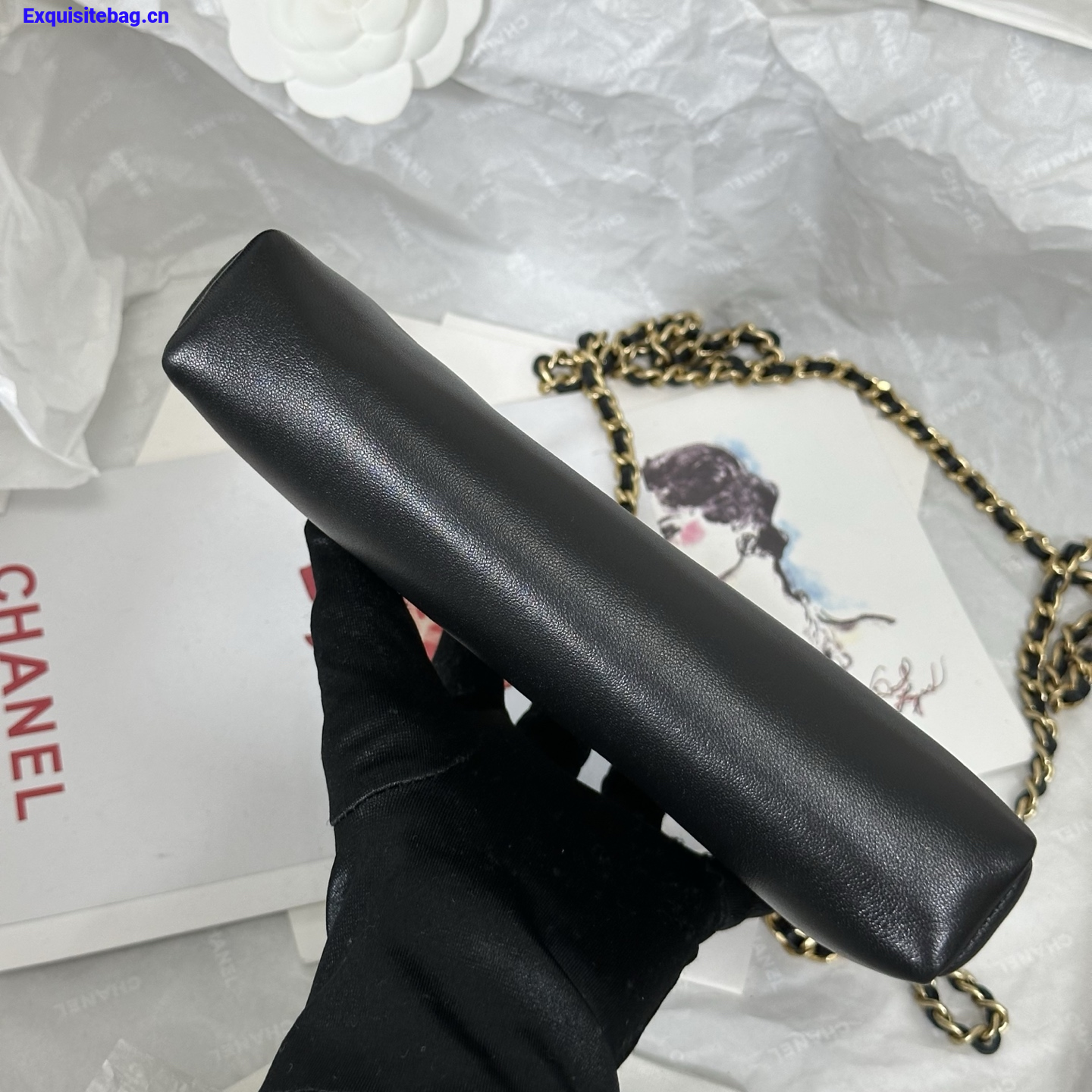 Chanel Black quilted leather mini tote bag with chain shoulder strap