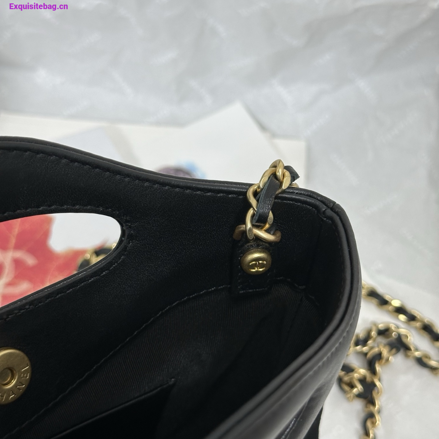 Chanel Black quilted leather mini tote bag with chain shoulder strap