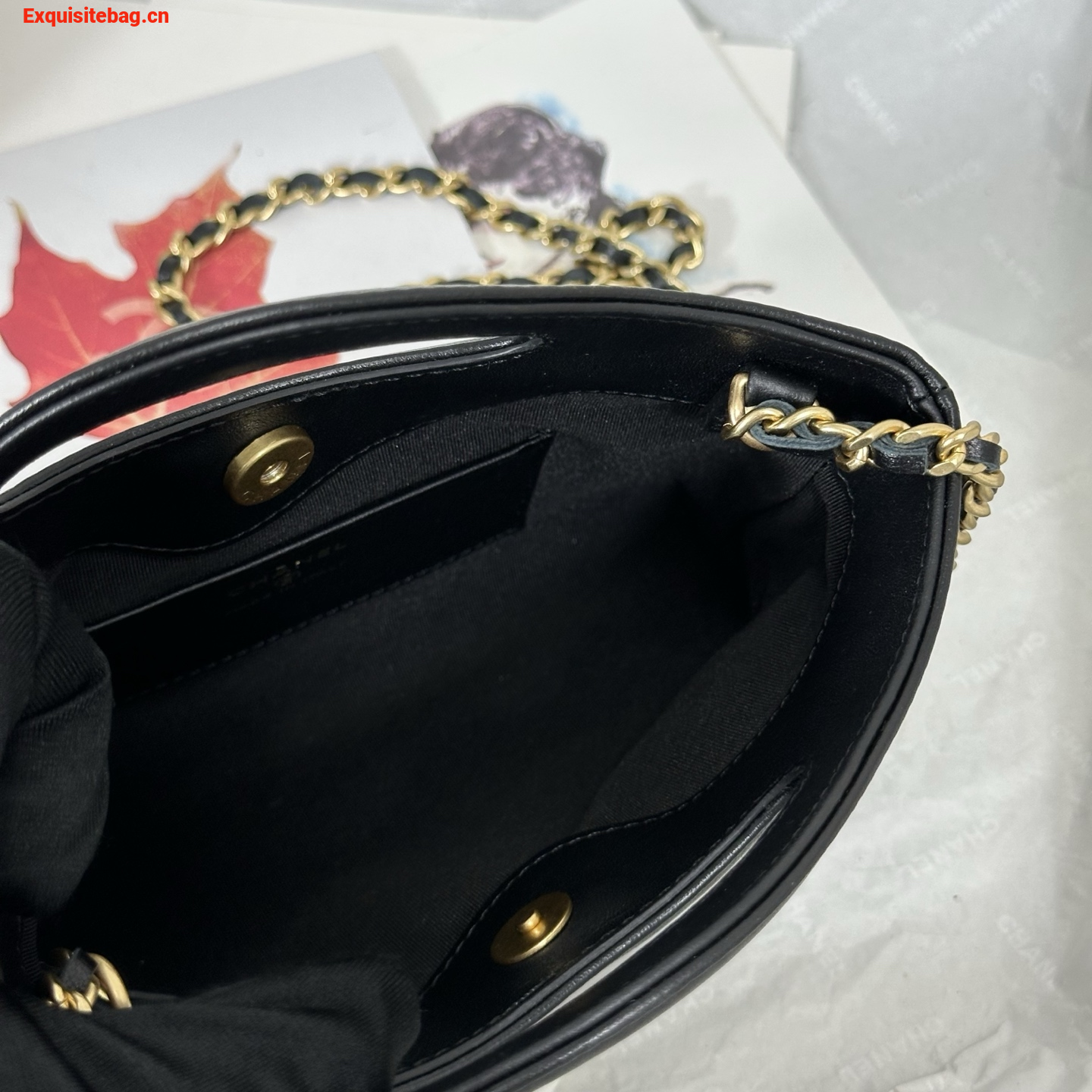 Chanel Black quilted leather mini tote bag with chain shoulder strap