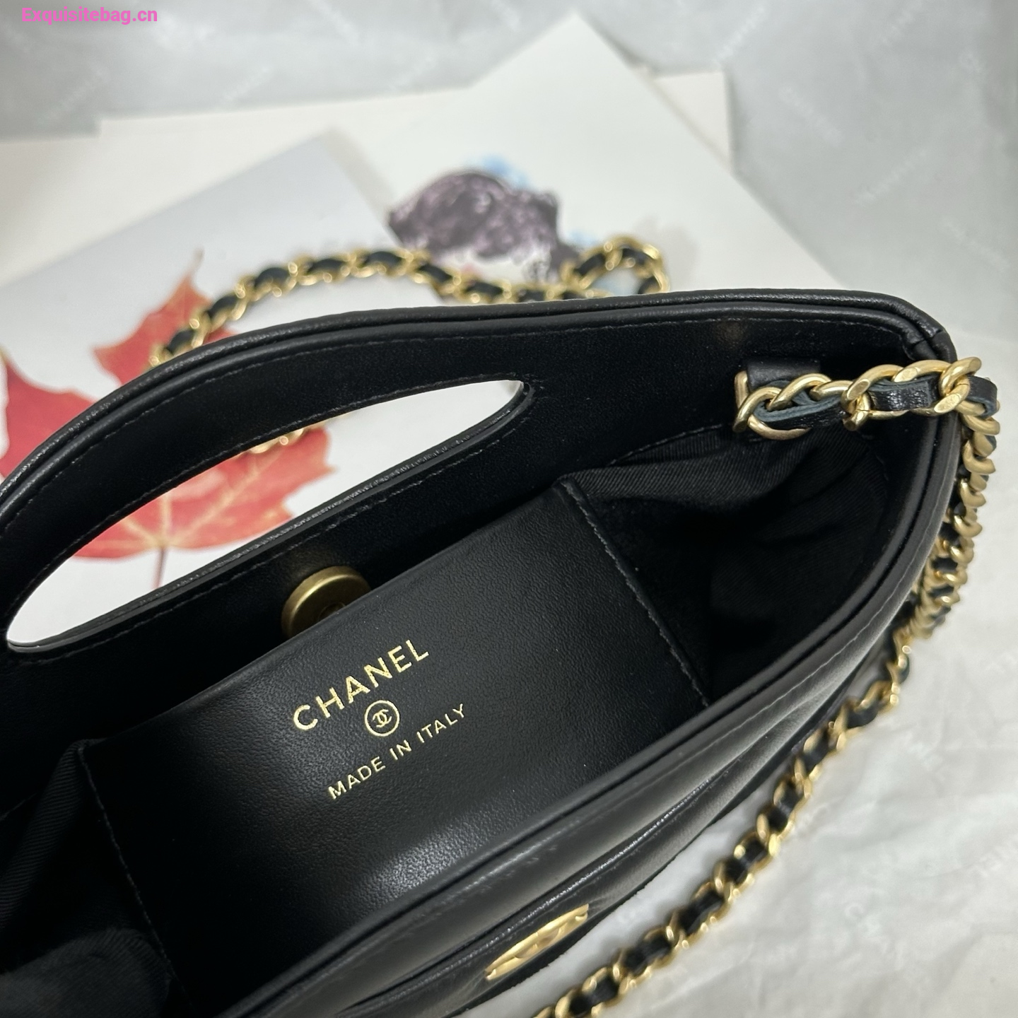 Chanel Black quilted leather mini tote bag with chain shoulder strap