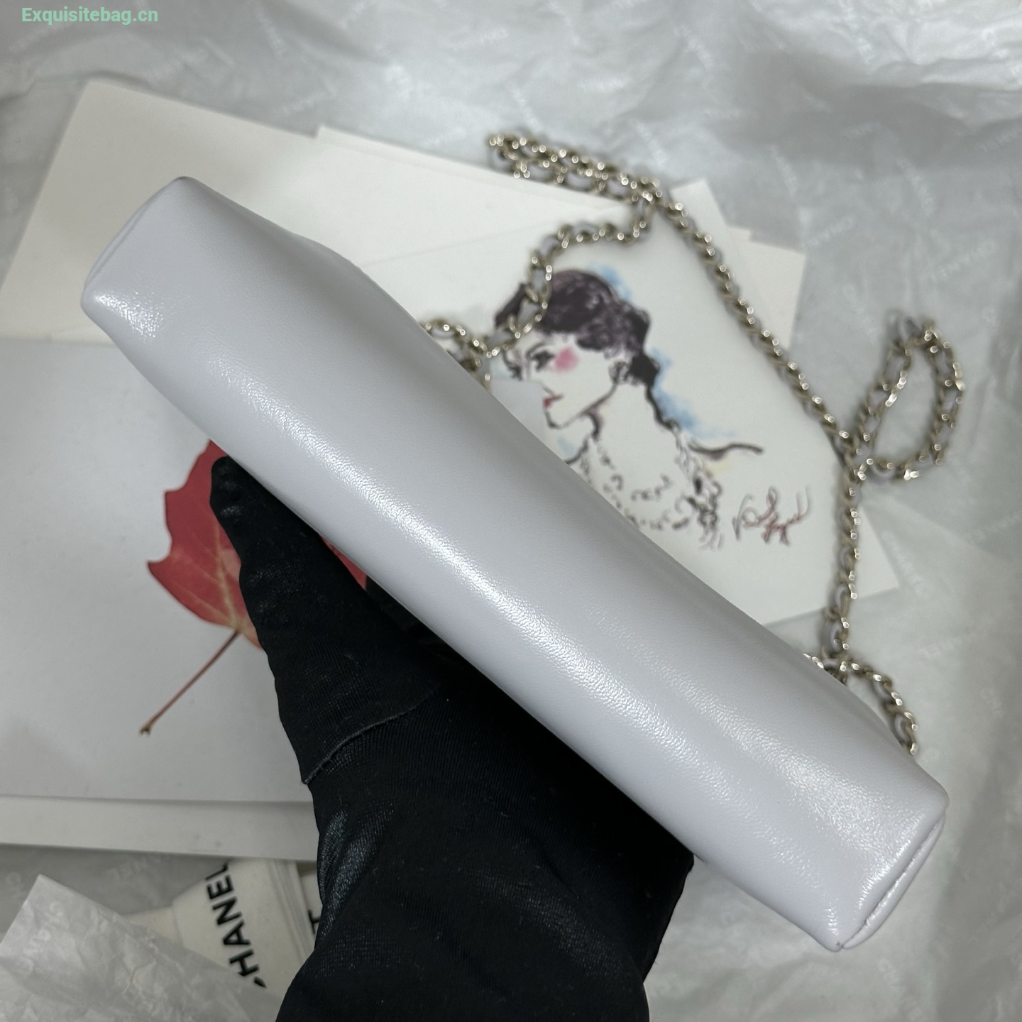 Chanel Grey quilted leather mini tote bag with chain shoulder strap