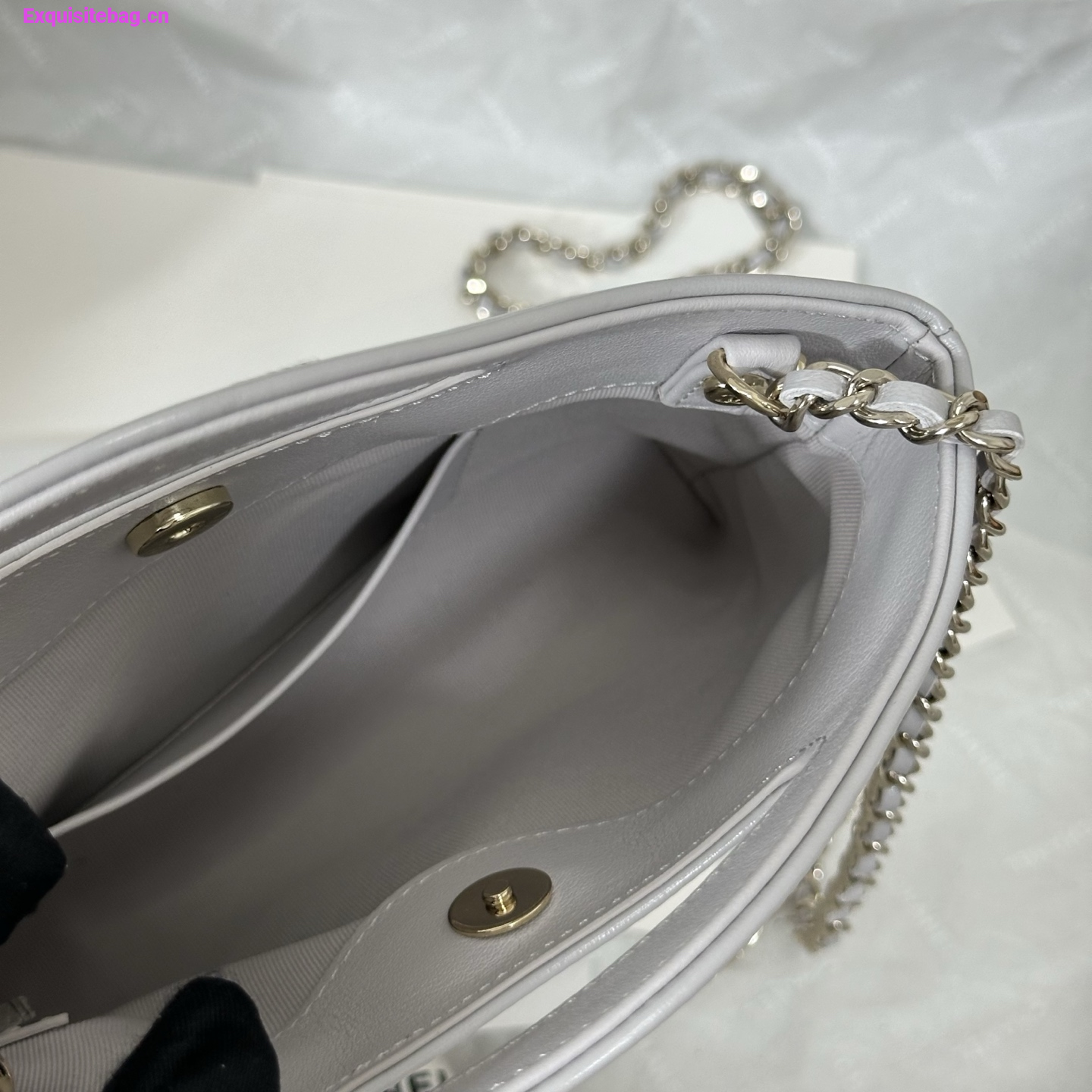 Chanel Grey quilted leather mini tote bag with chain shoulder strap