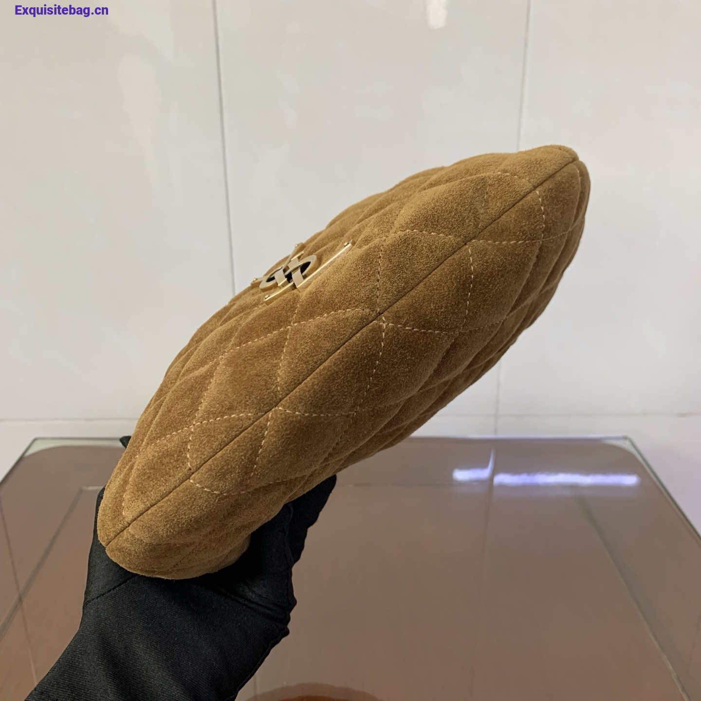 Saint Laurent Le 5 A 7 Small Embossed Suede Hobo Bag Brown