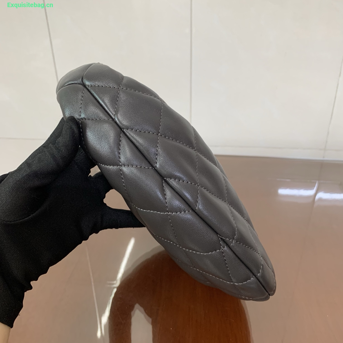 Saint Laurent Le 5 A 7 Small Embossed Suede Hobo Bag Grey