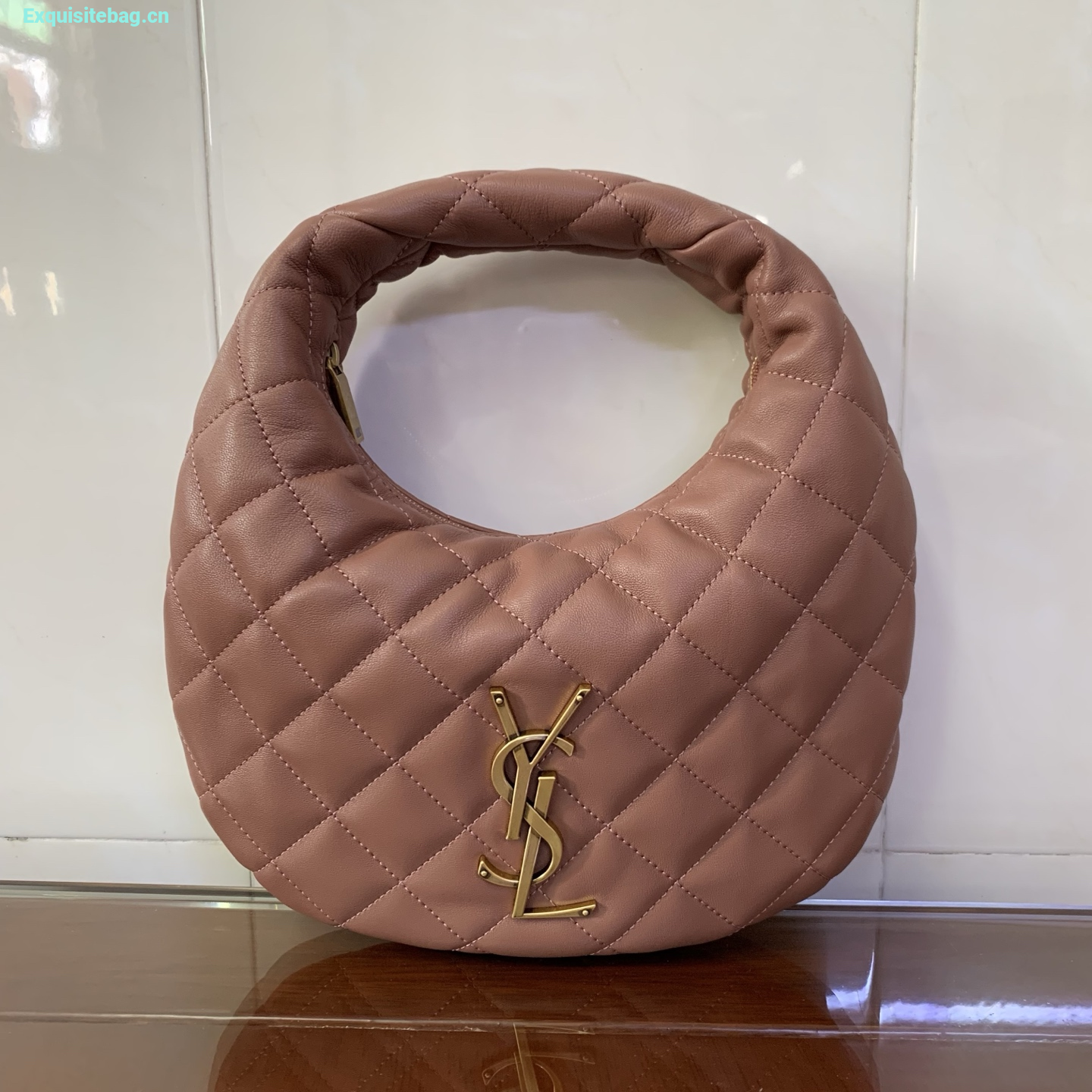 Saint Laurent Le 5 A 7 Small Embossed Suede Hobo Bag