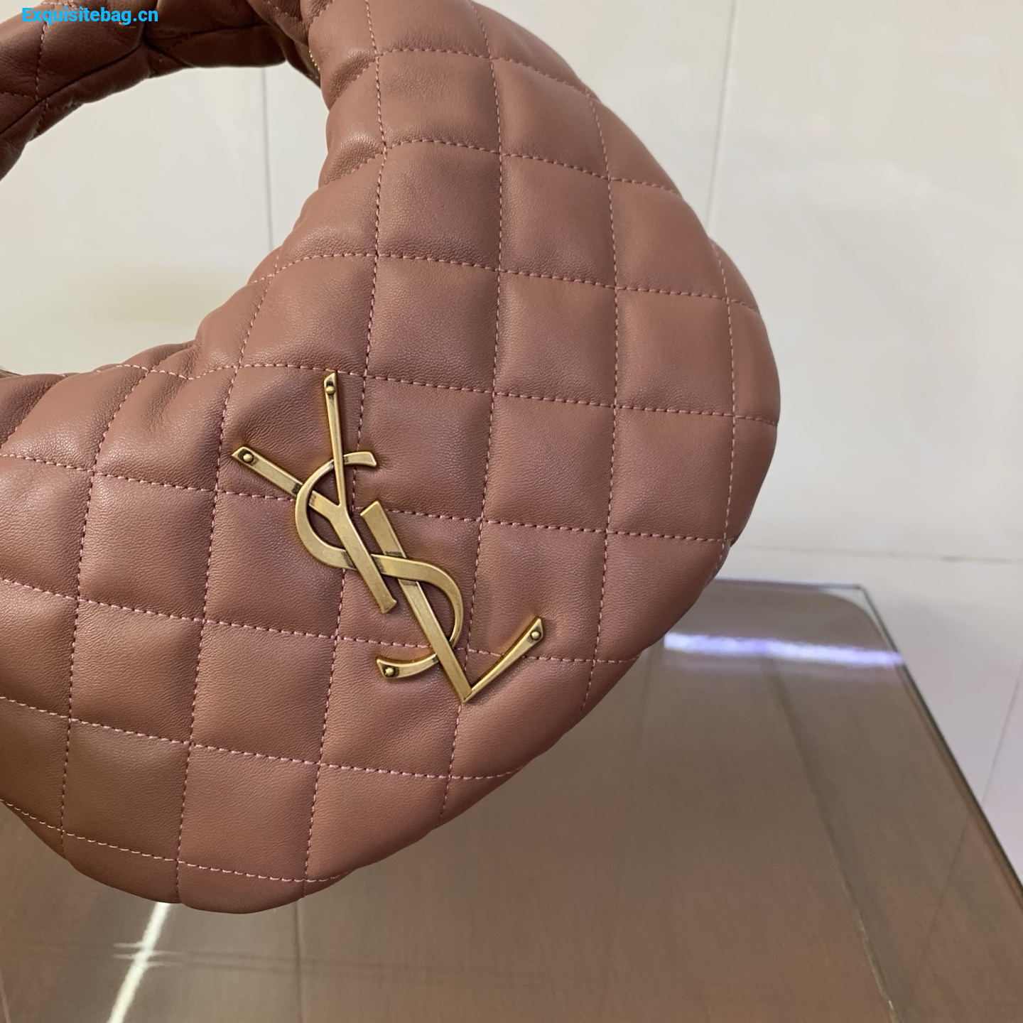 Saint Laurent Le 5 A 7 Small Embossed Suede Hobo Bag