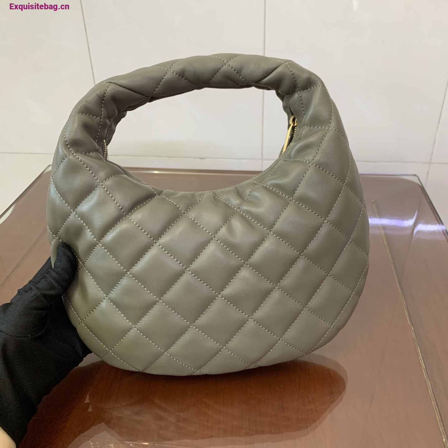 Saint Laurent Le 5 A 7 Small Embossed Suede Hobo Bag