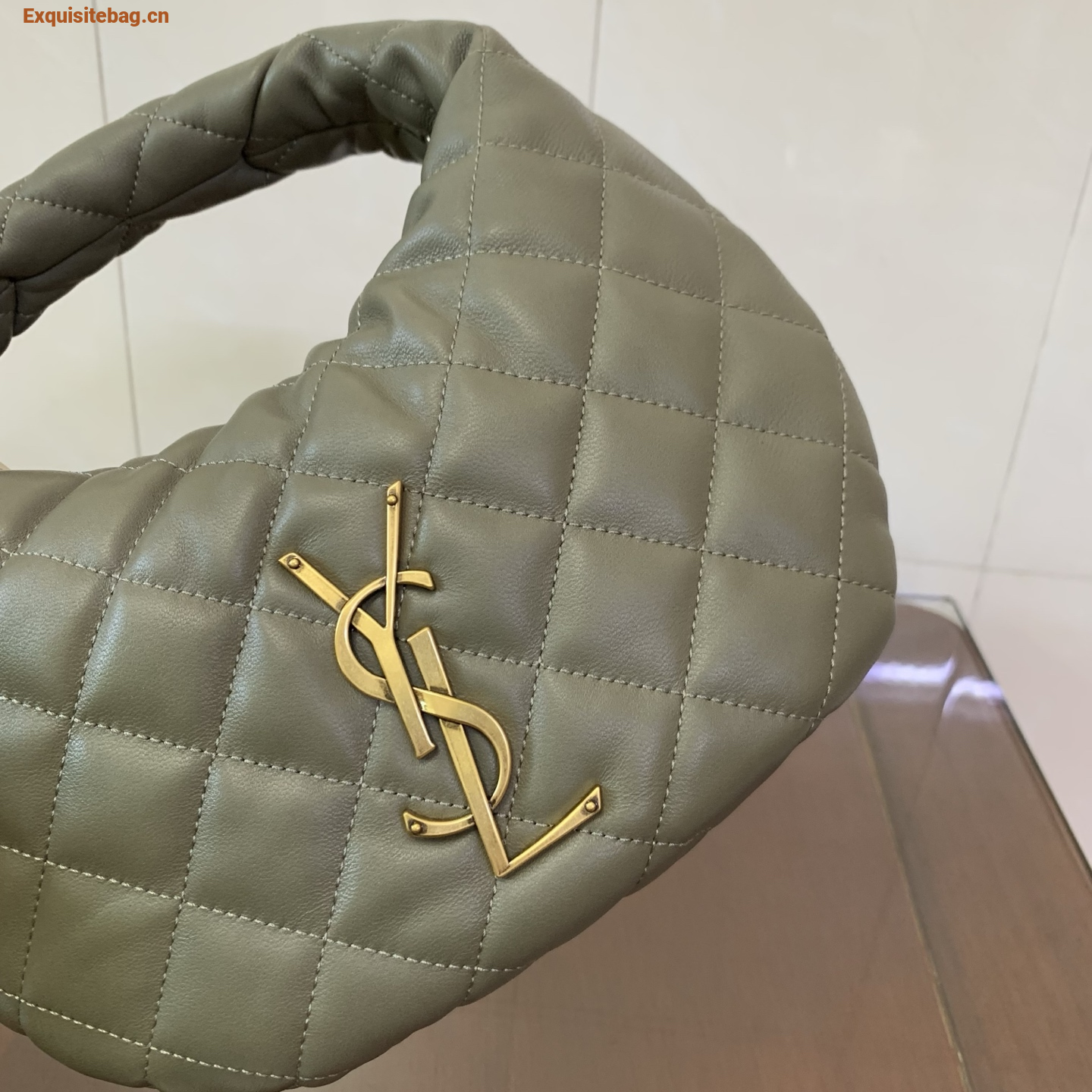 Saint Laurent Le 5 A 7 Small Embossed Suede Hobo Bag