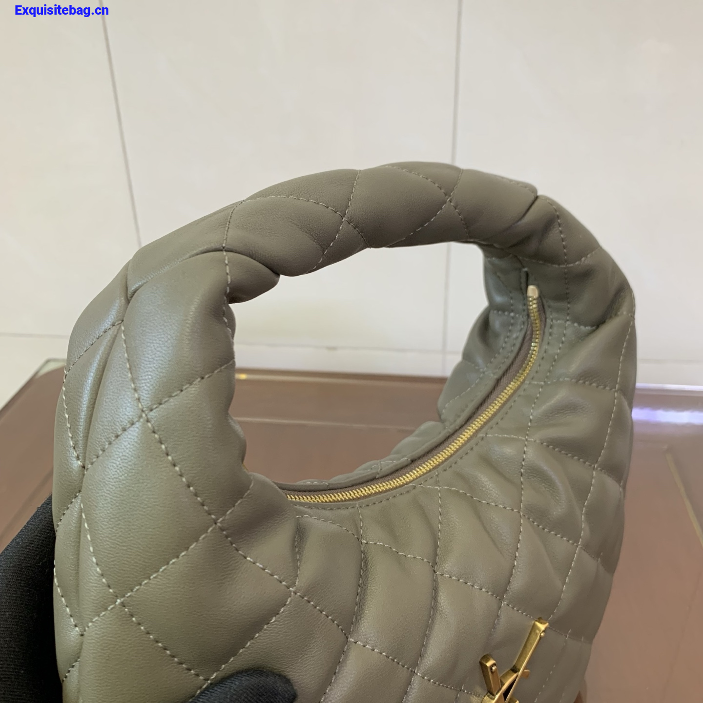 Saint Laurent Le 5 A 7 Small Embossed Suede Hobo Bag