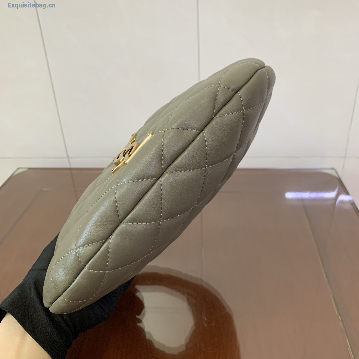 Saint Laurent Le 5 A 7 Small Embossed Suede Hobo Bag