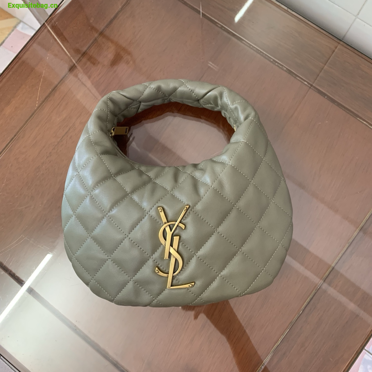 Saint Laurent Le 5 A 7 Small Embossed Suede Hobo Bag