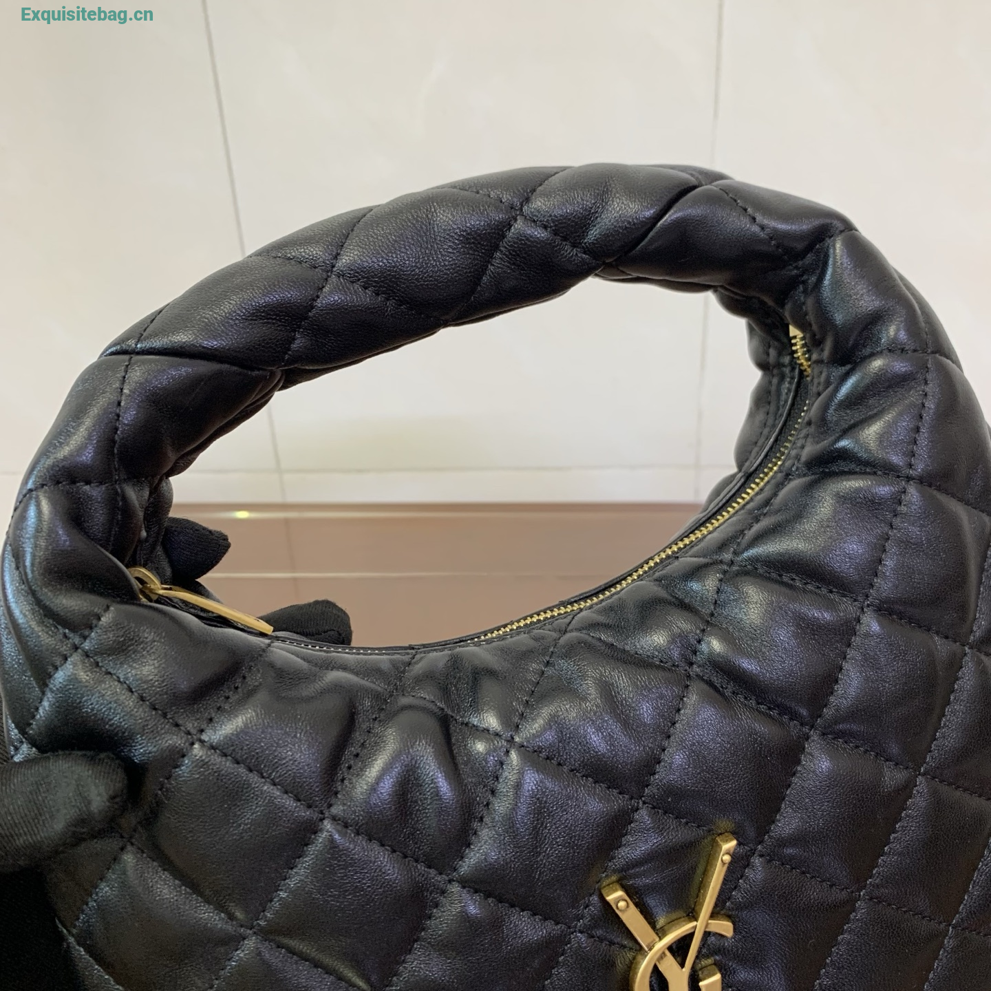 Saint Laurent Le 5 A 7 Small Embossed Suede Hobo Bag,Black