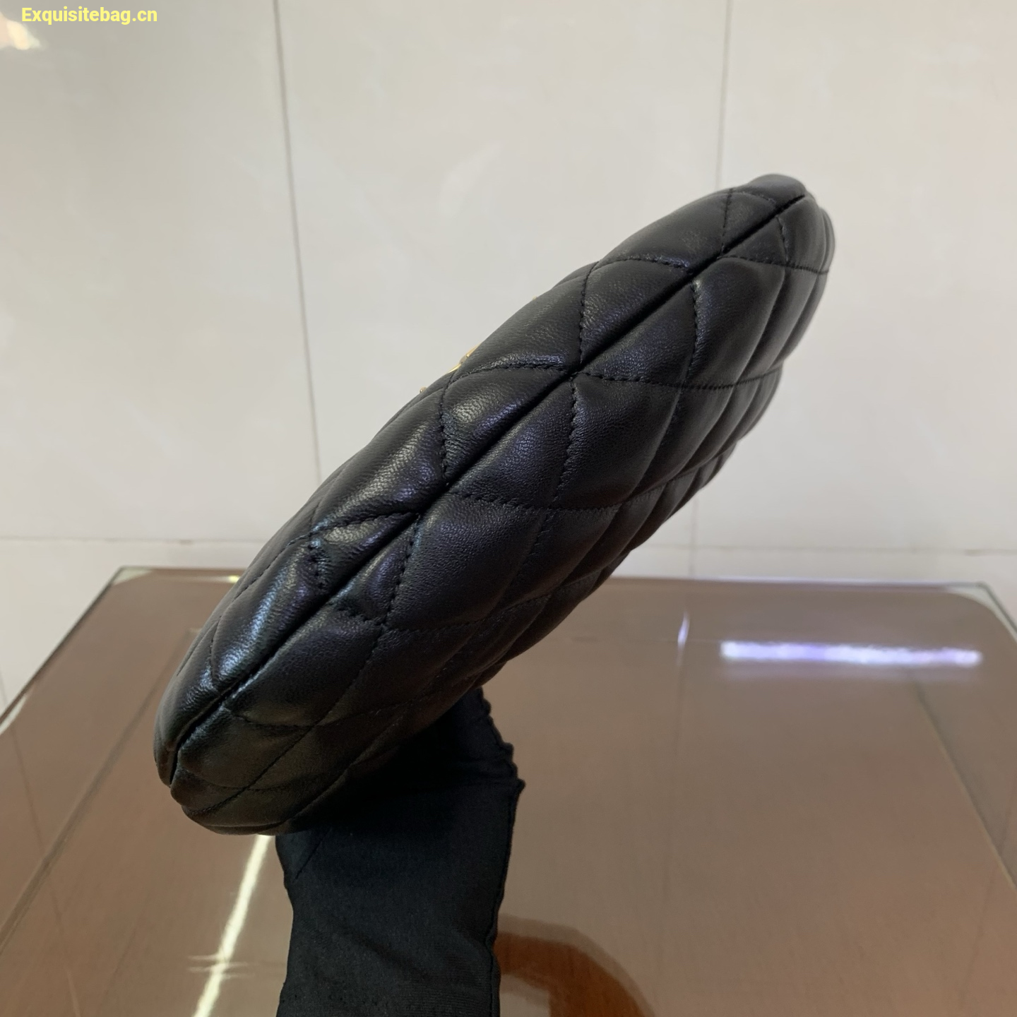 Saint Laurent Le 5 A 7 Small Embossed Suede Hobo Bag,Black