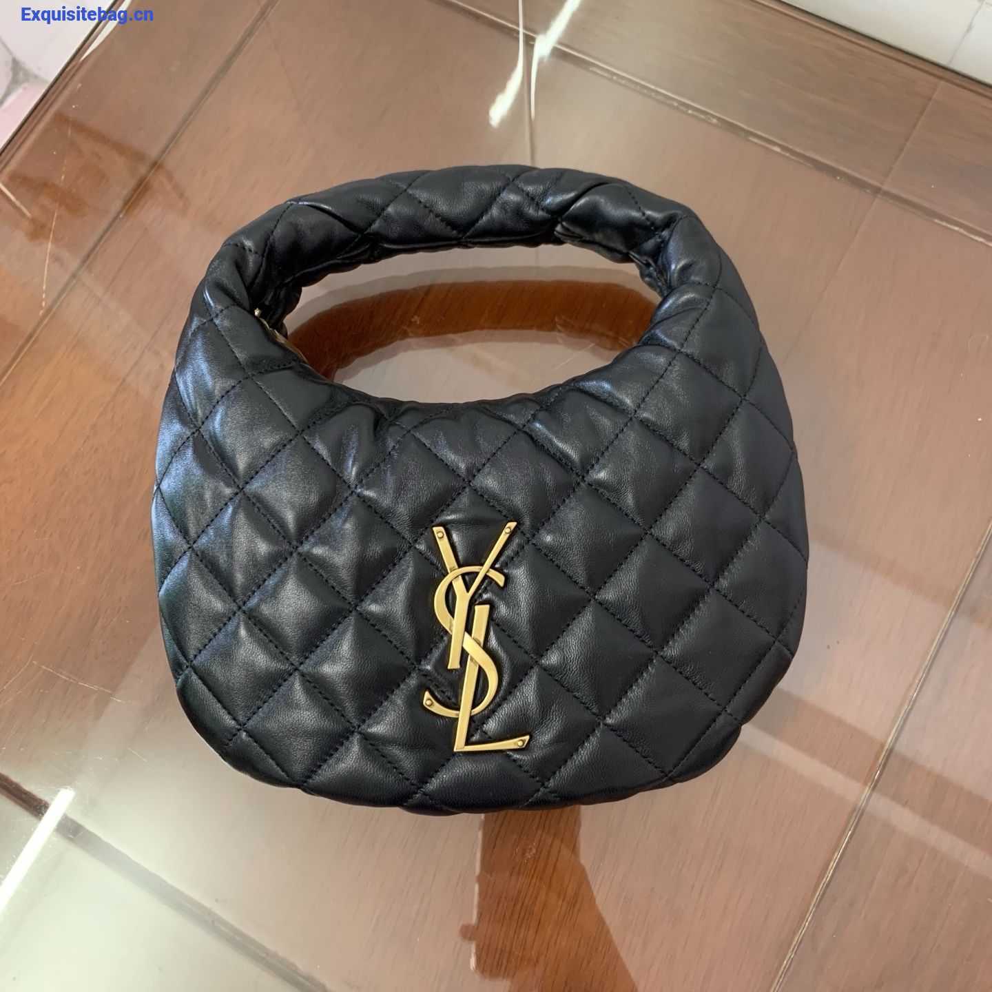 Saint Laurent Le 5 A 7 Small Embossed Suede Hobo Bag,Black