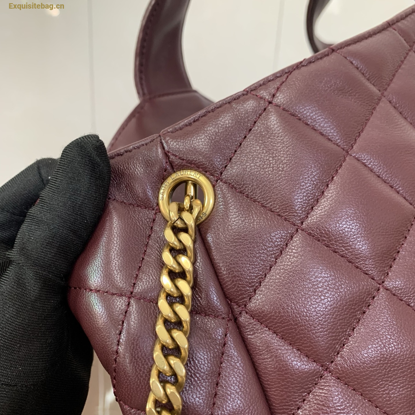 Saint Laurent Icare Extra Large Quilted Sheepskin Shopping Bag Burgundy