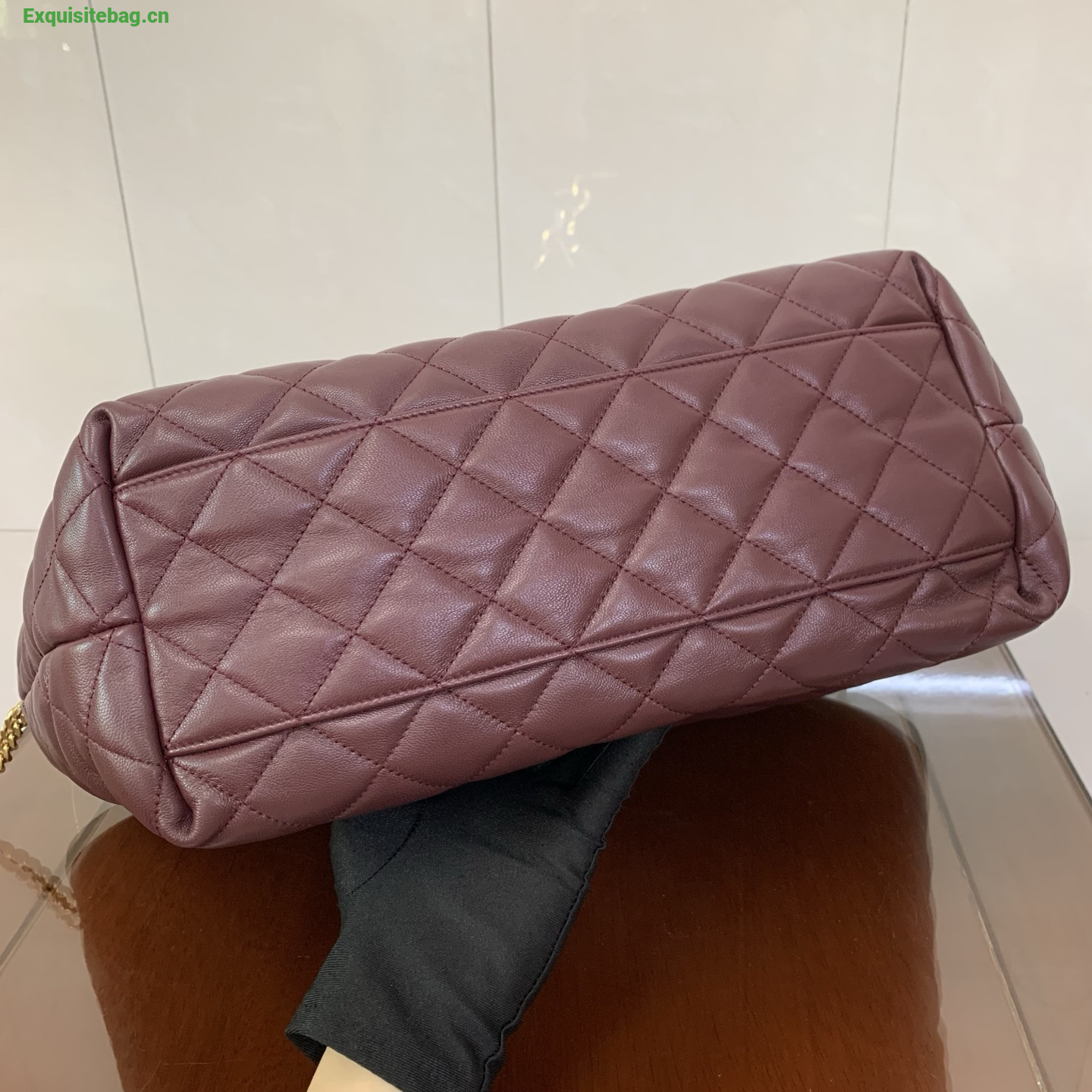 Saint Laurent Icare Extra Large Quilted Sheepskin Shopping Bag Burgundy