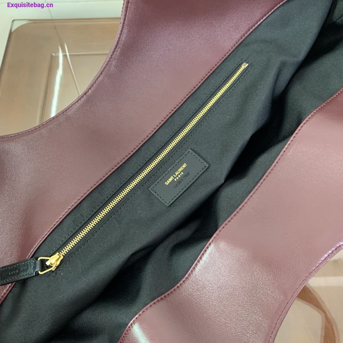 Saint Laurent Icare Extra Large Quilted Sheepskin Shopping Bag Burgundy