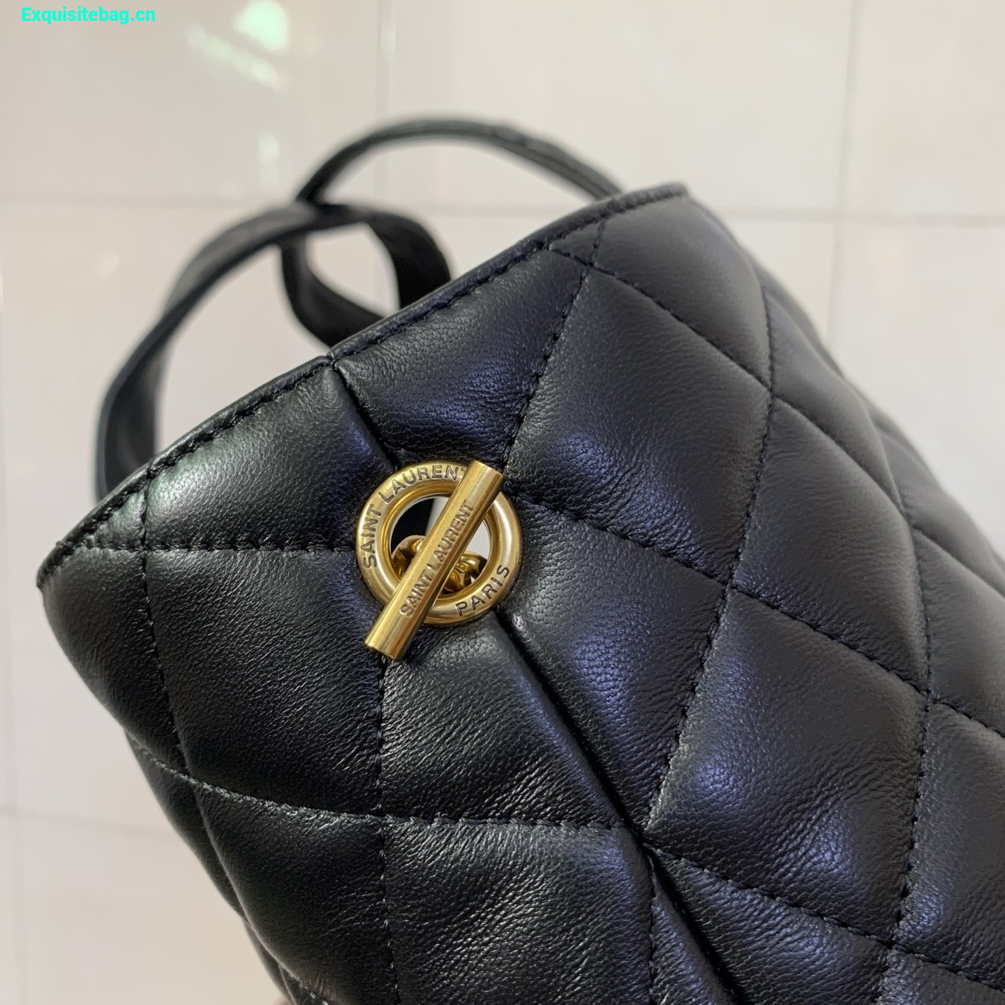 Saint Laurent Icare Extra Large Quilted Sheepskin Shopping Bag Black