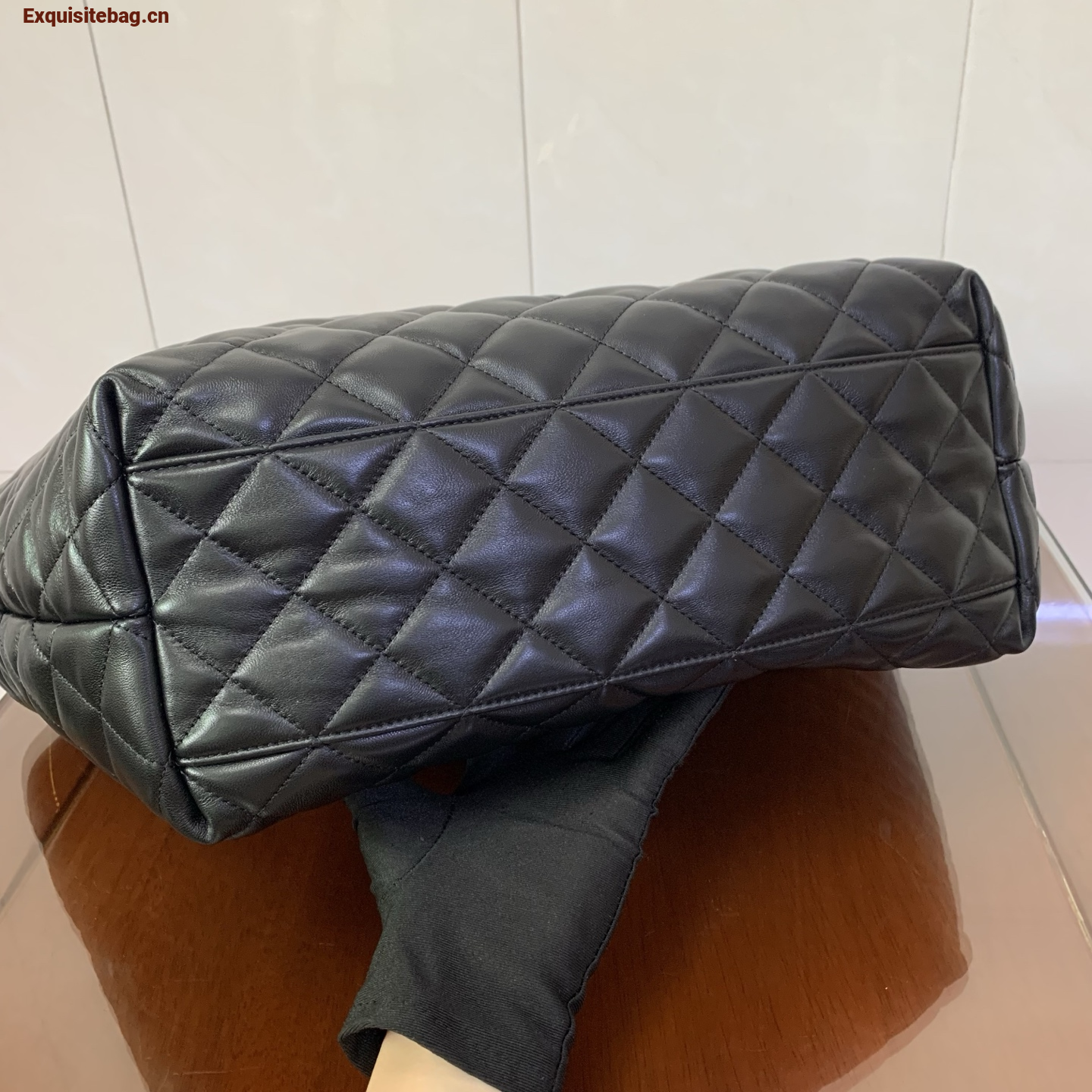 Saint Laurent Icare Extra Large Quilted Sheepskin Shopping Bag Black