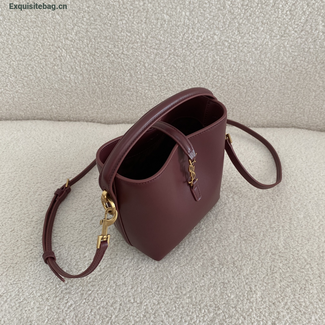 Saint Laurent LE 37 Mini Bucket Bag Burgundy