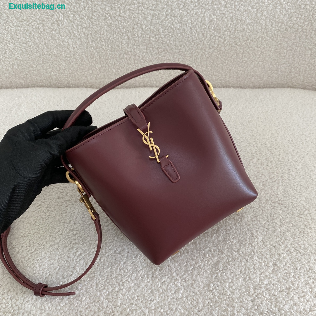 Saint Laurent LE 37 Mini Bucket Bag Burgundy