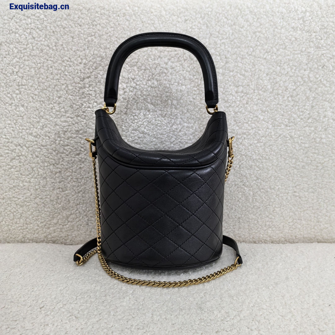 Saint Laurent Gaby Quilted Leather Bucket Bag Black